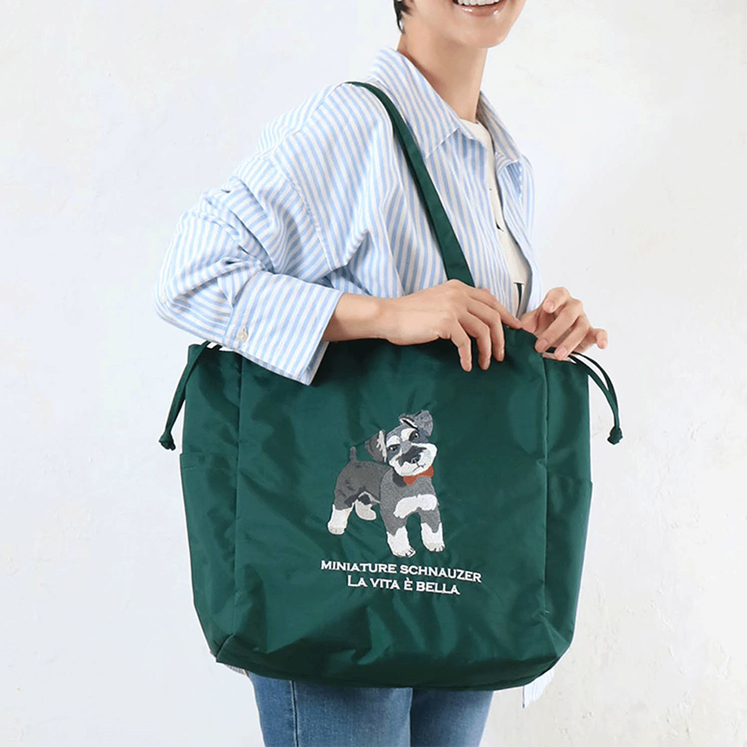 アニマル刺繍巾着型トートバッグ - 画像1