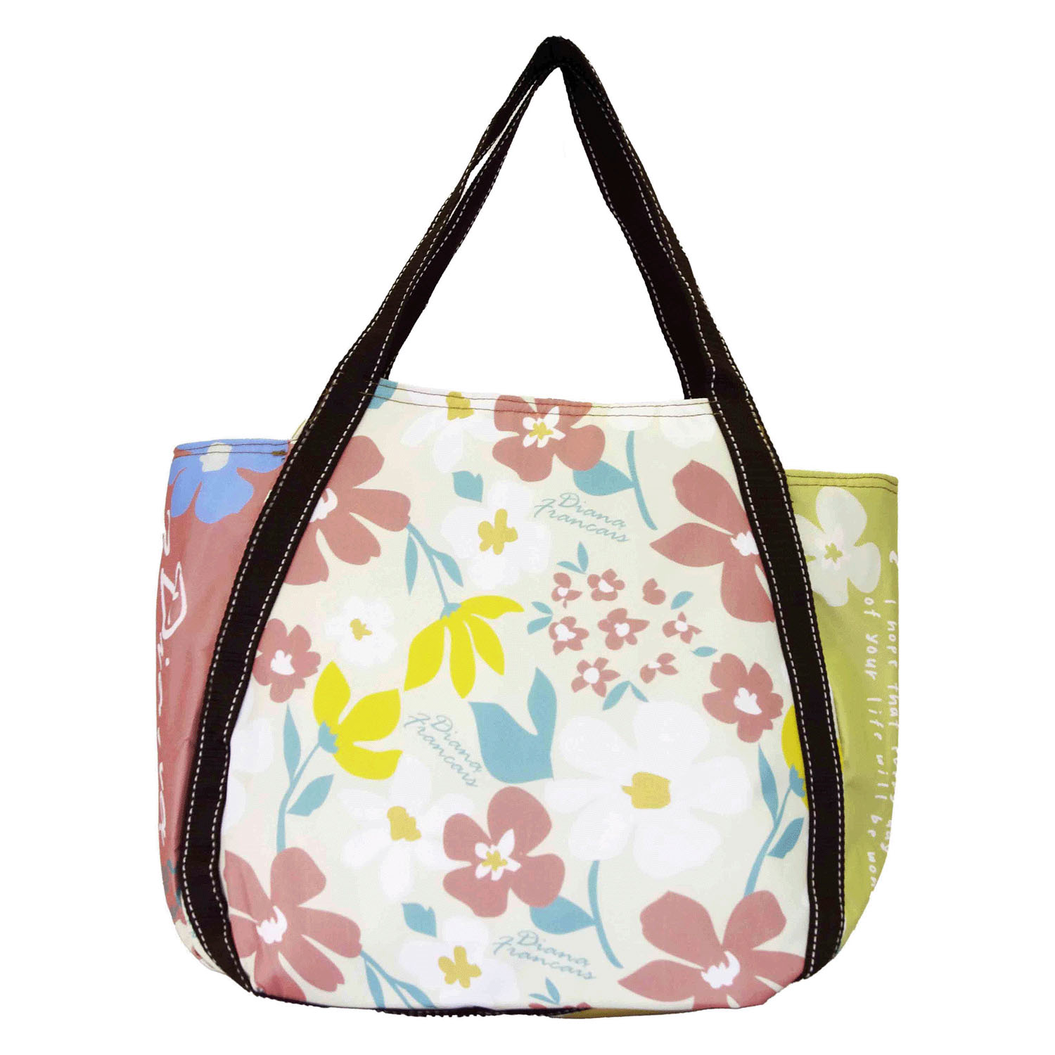 保冷北欧フラワー柄バルーントートバッグ - 画像5