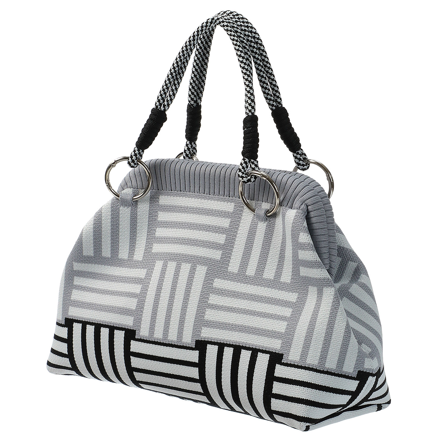 柄物がま口型ニットバッグ - 画像3