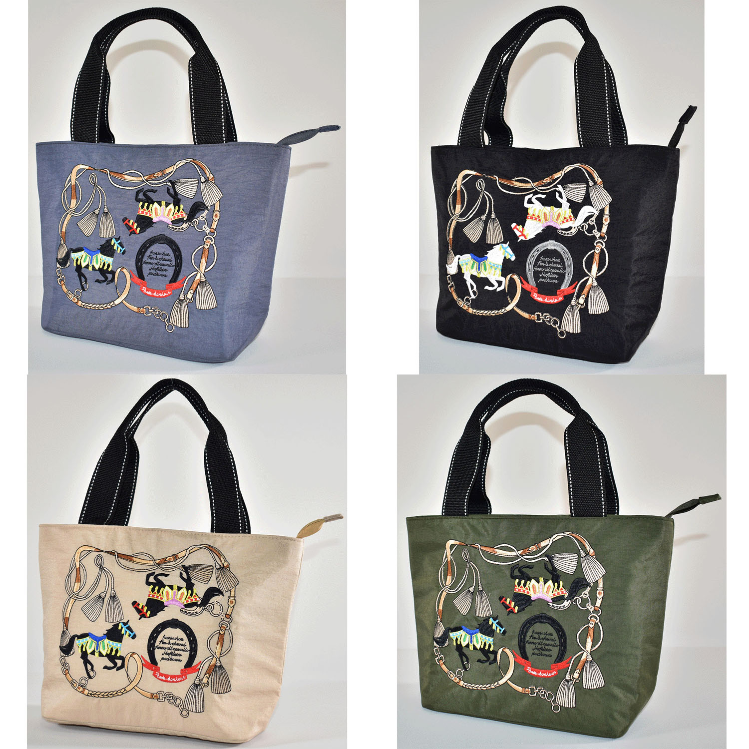 馬刺繍保冷船型バッグ