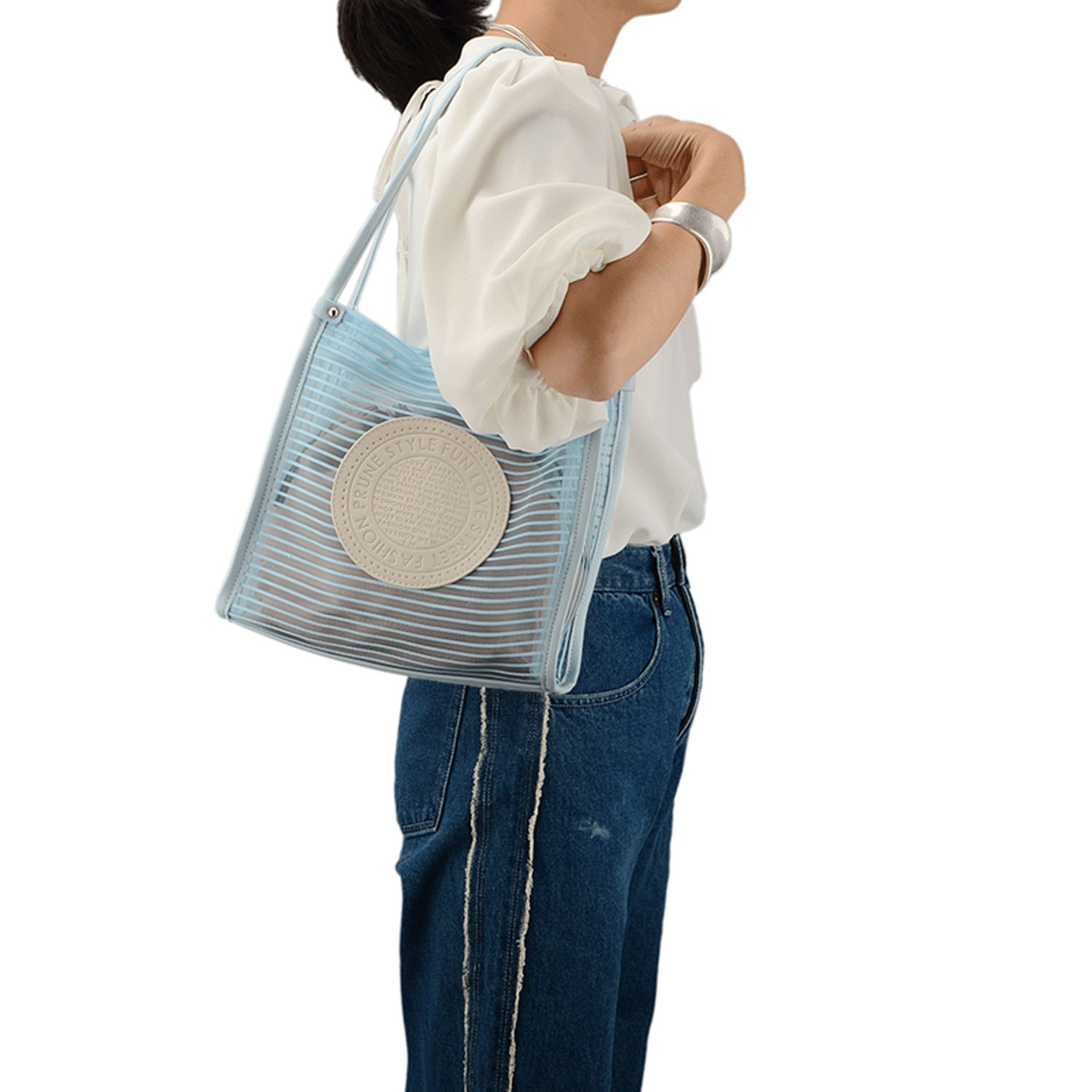 ボーダーチュール刻印柄トートバッグ - 画像1