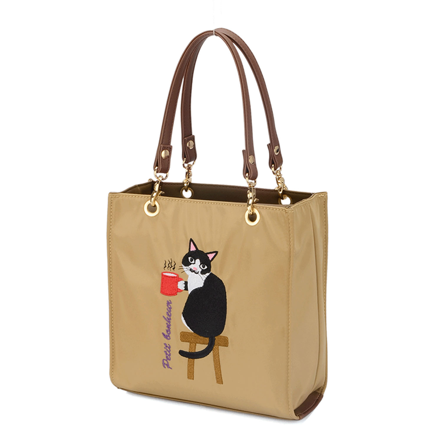 キャット＆レディ刺繍スクエア型バッグ - 画像3