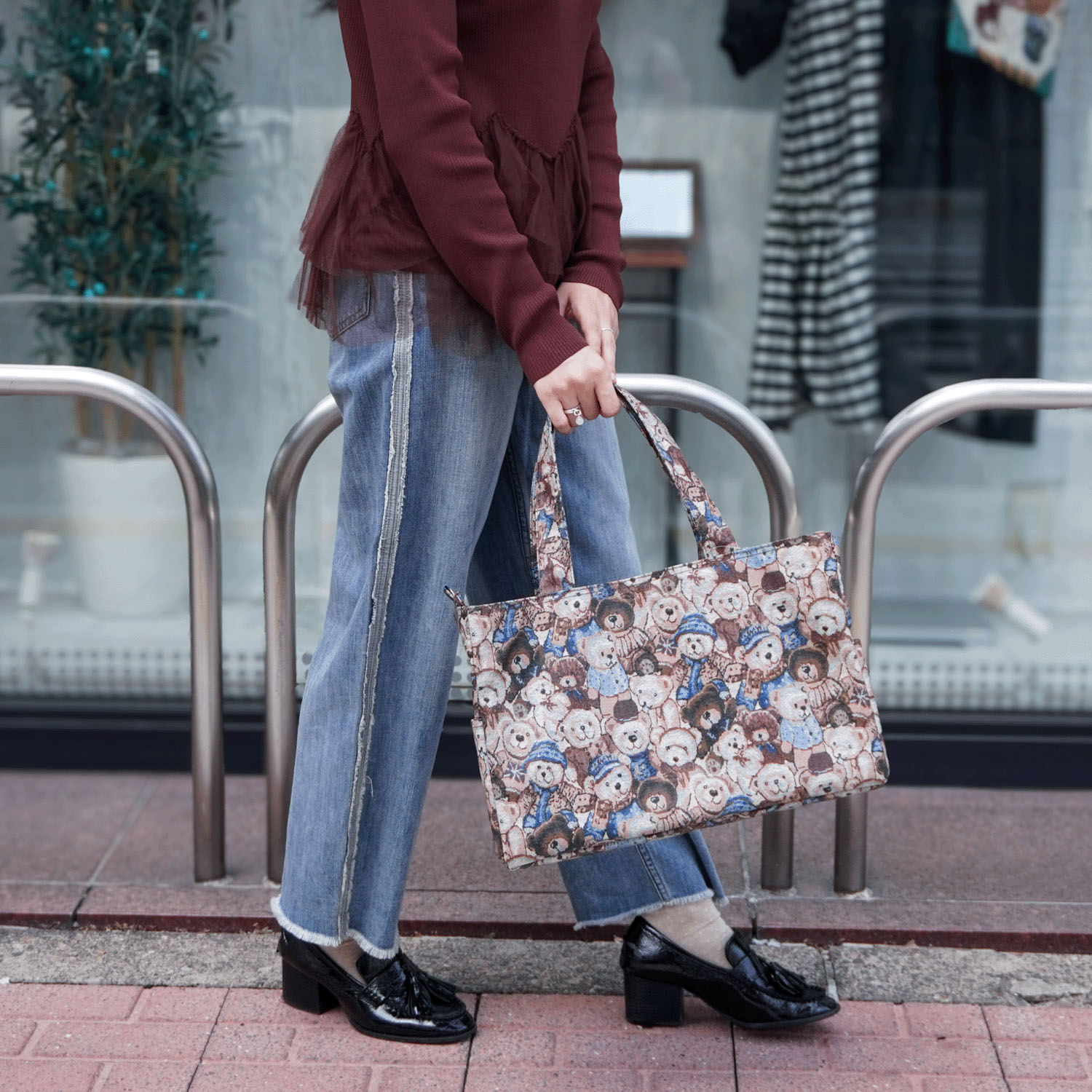 【エトワール別注柄】クマゴブラン柄保冷保温BOX型トートバッグ