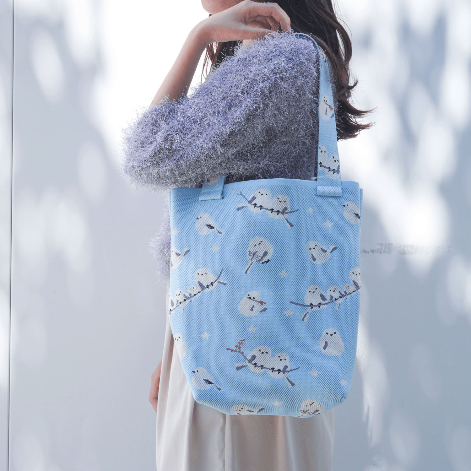 エトワールオリジナル】シマエナガ柄ニットトートバッグ - 画像3