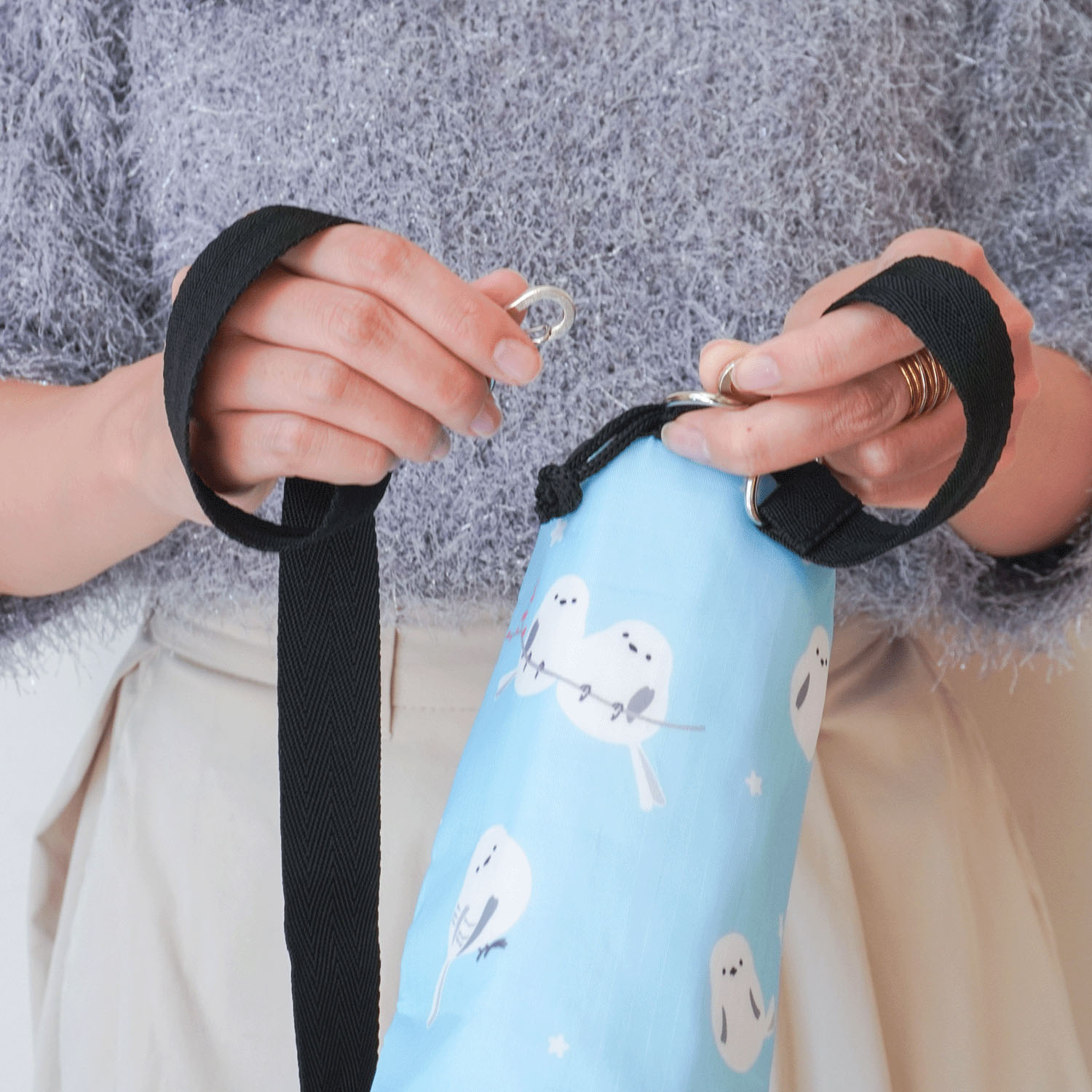 【エトワールオリジナル】保冷シマエナガ柄ショルダー紐付きボトルホルダー - 画像3