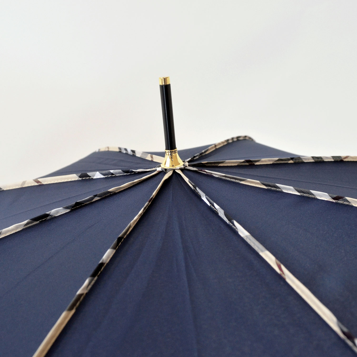 60cm耐風 チェックパイピングと猫長傘 - 画像11
