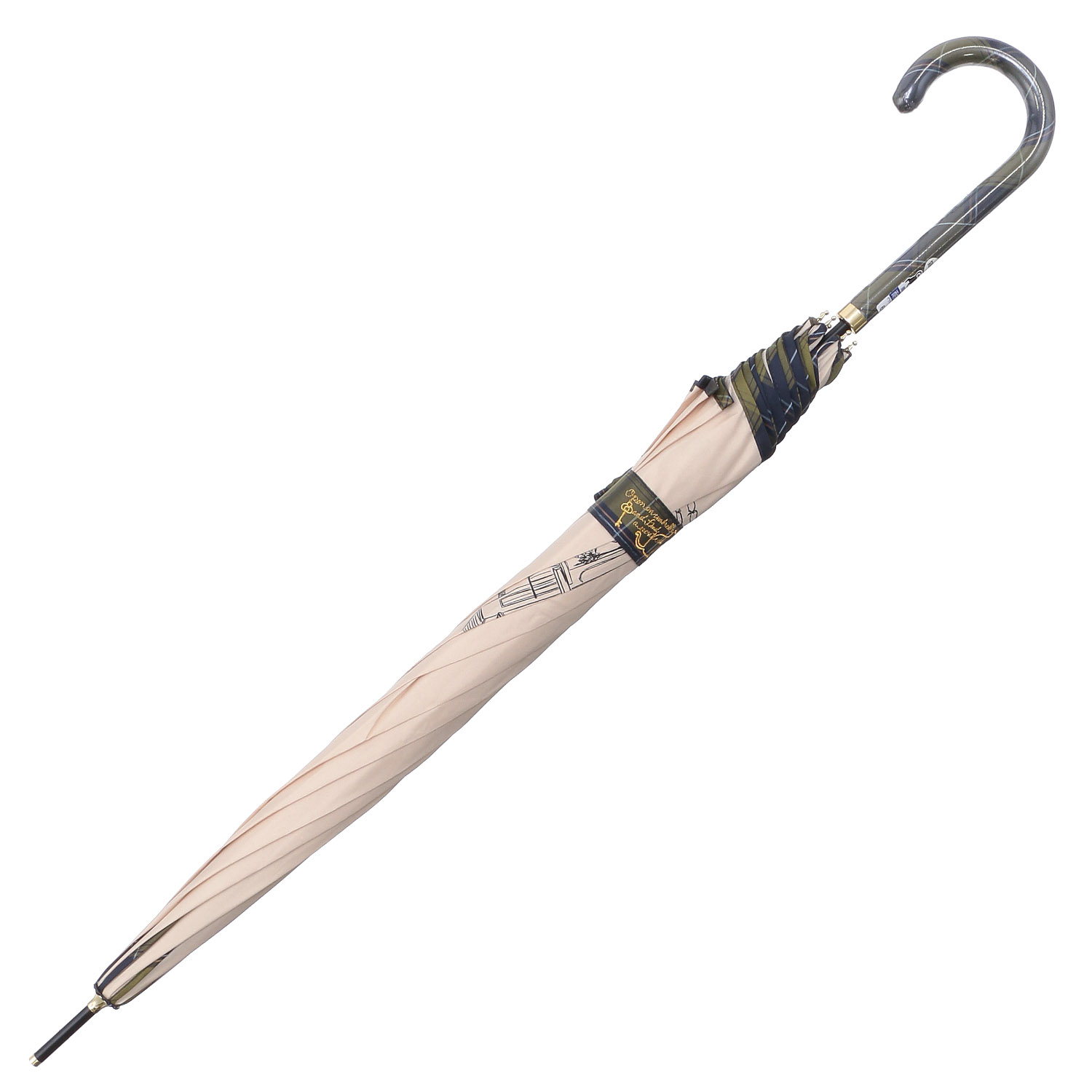 60cm耐風 チェックパイピングと猫長傘 - 画像3