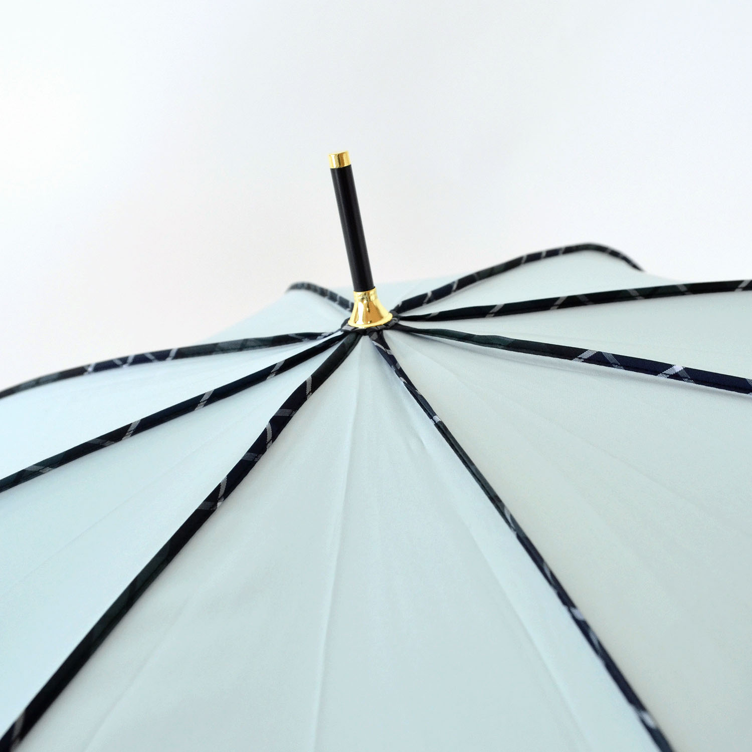 60cm耐風 チェックパイピングと猫長傘 - 画像9