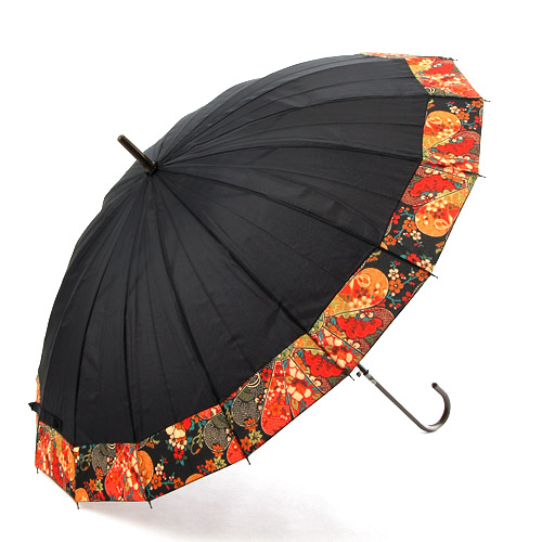 16本骨 歌舞伎風絵柄切継 ジャンプ長傘