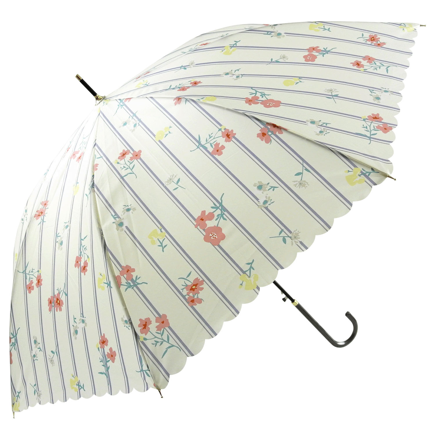 花柄ストライプ ジャンプ長傘 - 画像1