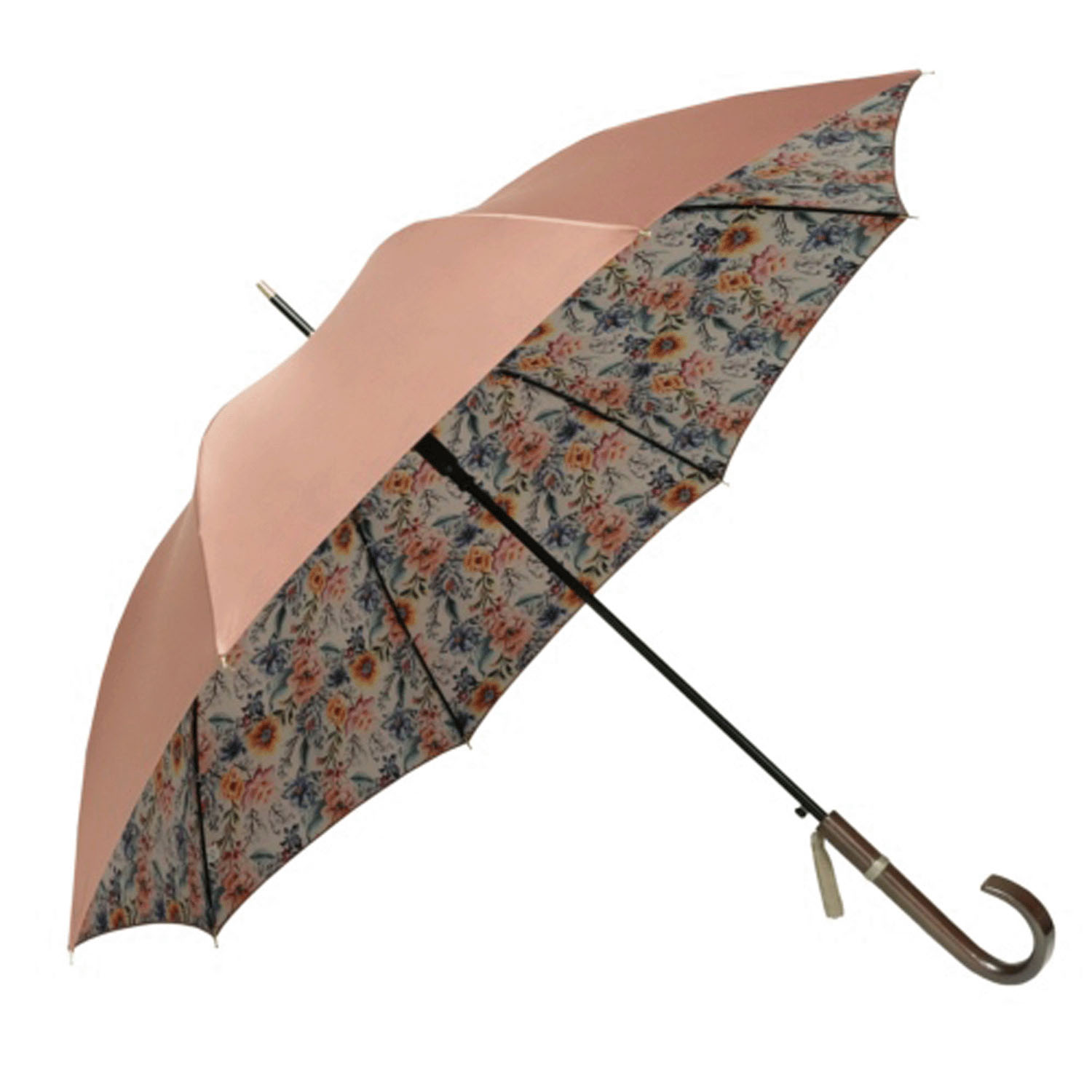 サテン両面花プリント長傘 - 画像1