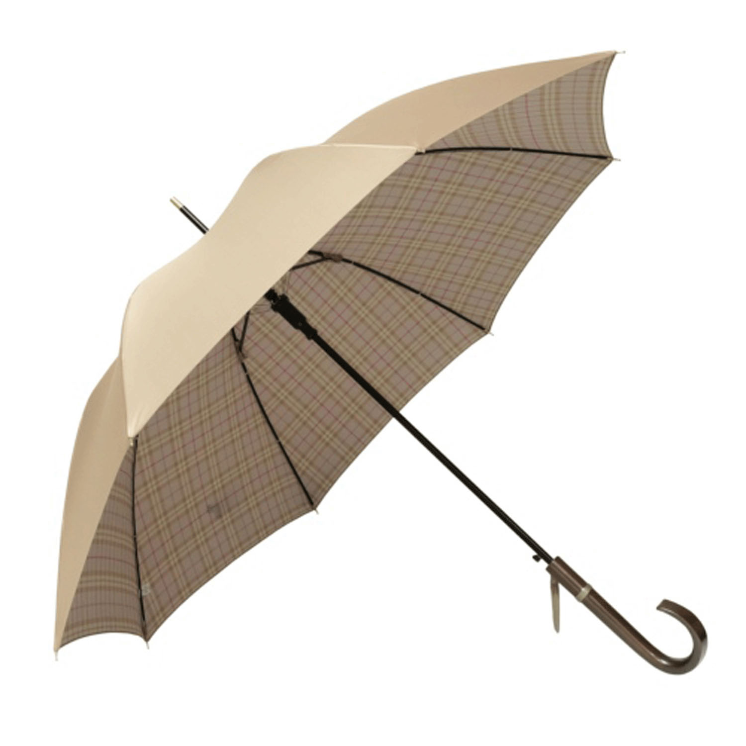 サテン両面格子プリント長傘 - 画像1