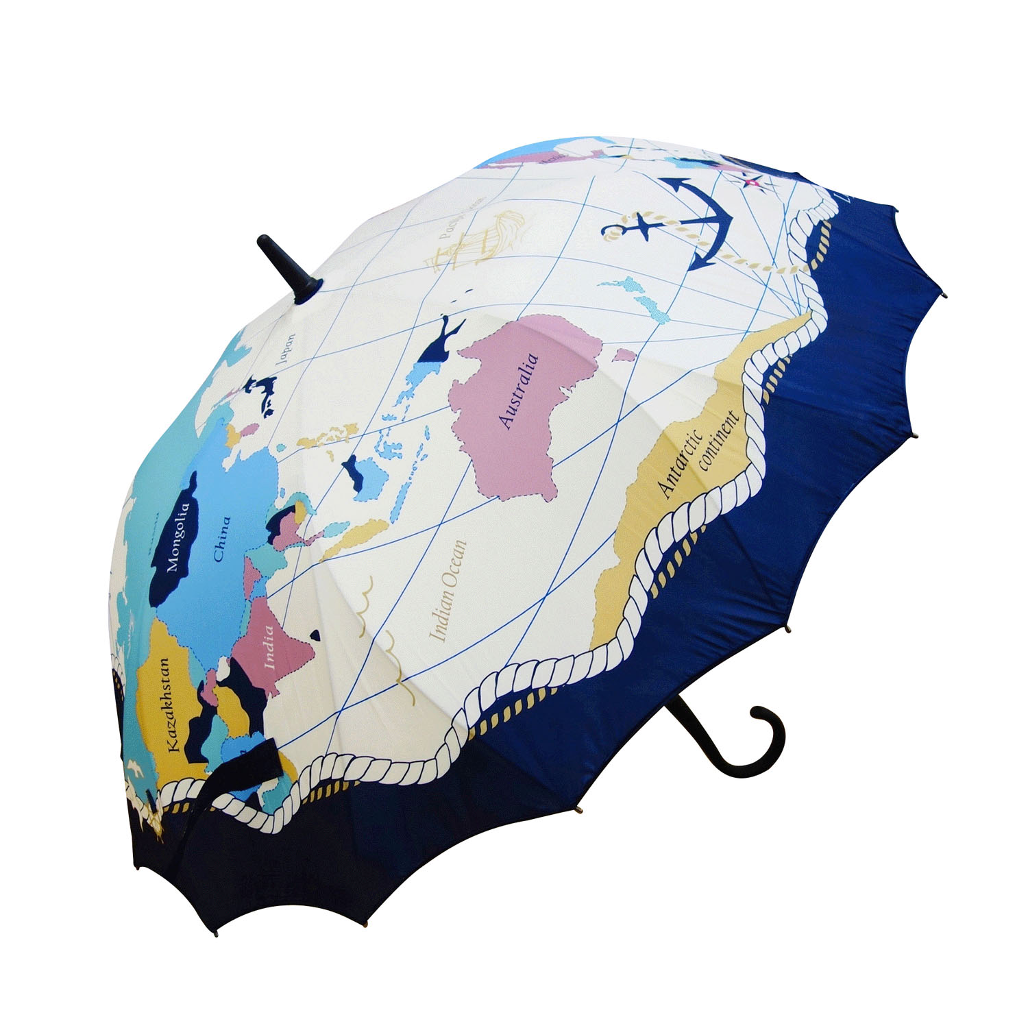【damonde】ダモンデ 一枚張り長傘 マリン地図 - 画像1
