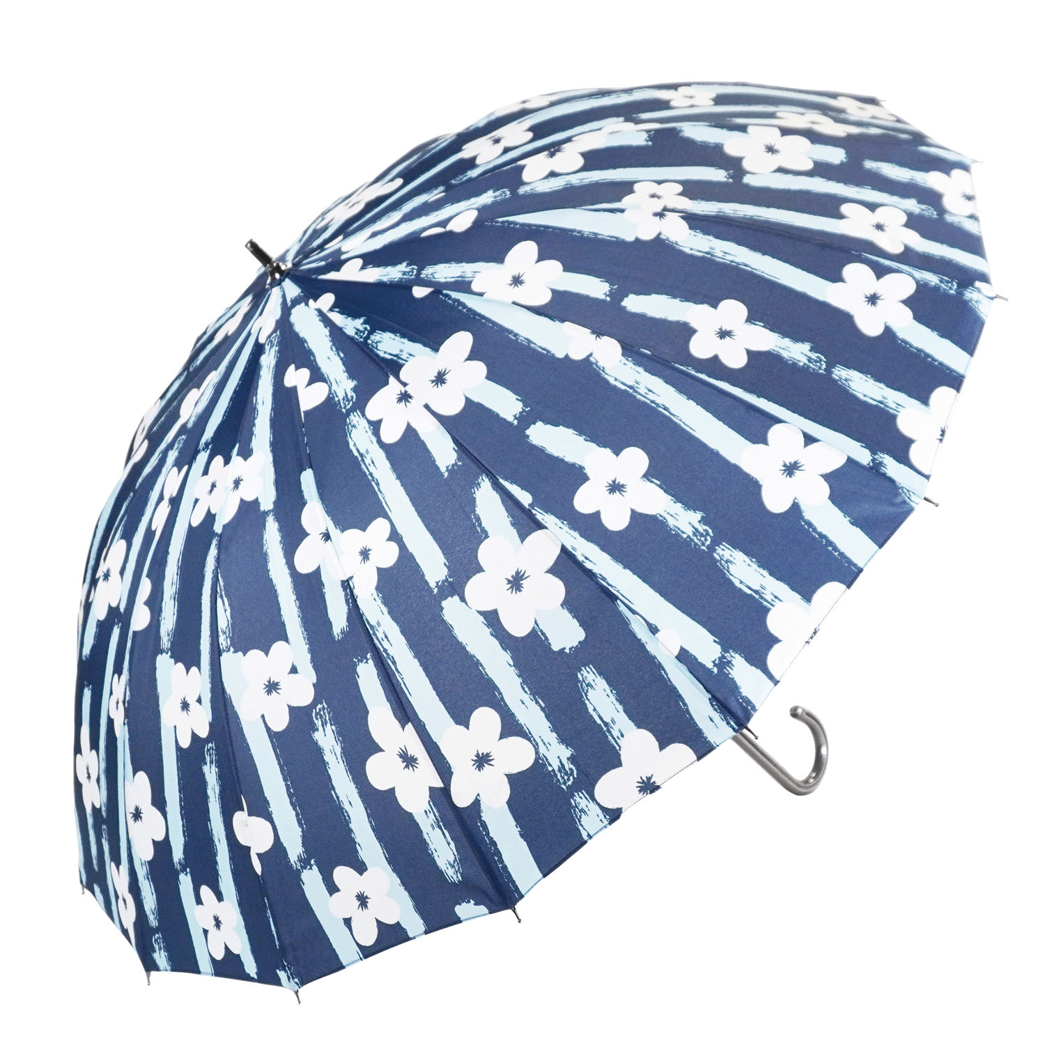 16本骨 ストライプフラワー長傘 - 画像1