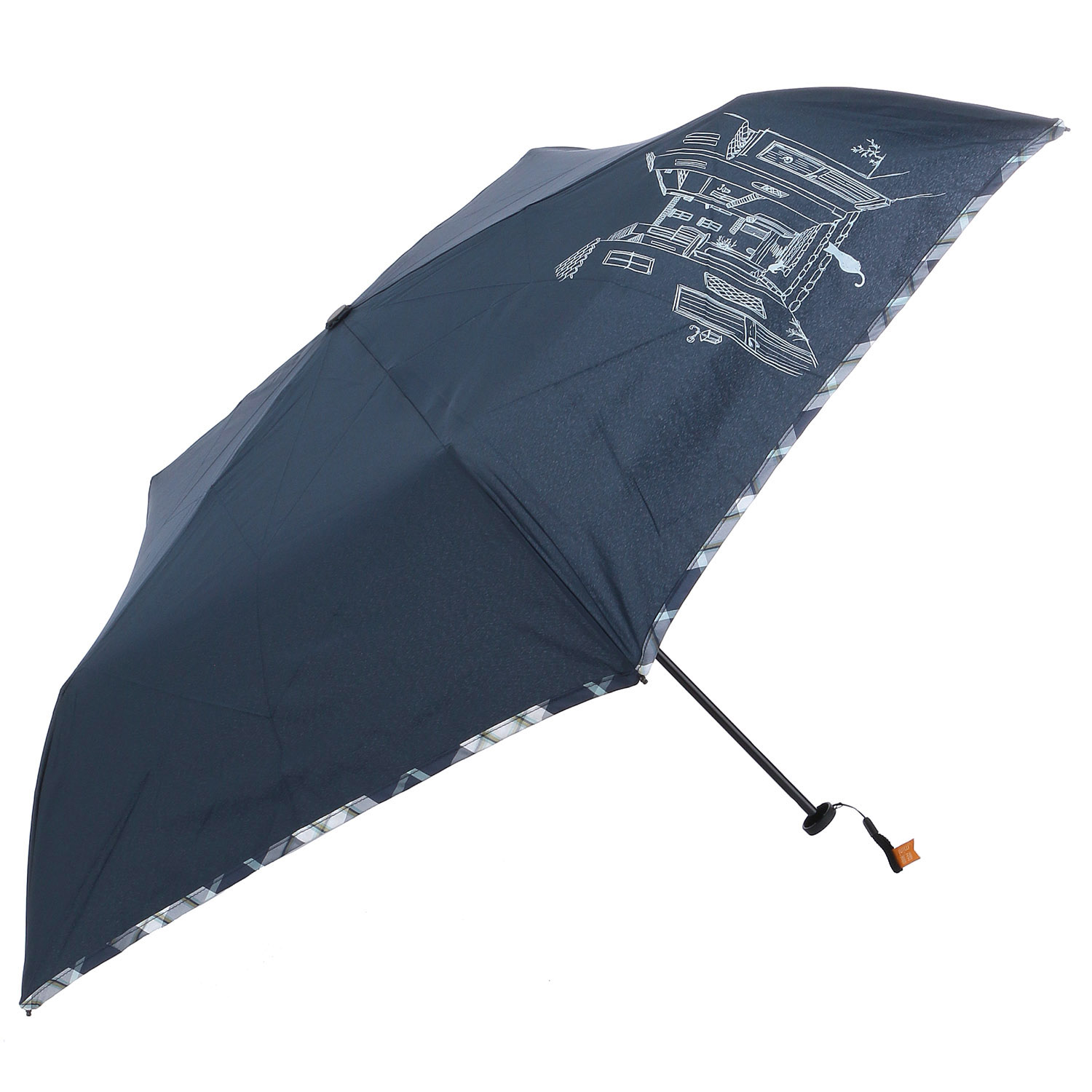 チェックパイピングと猫 軽量ミニ傘 - 画像5