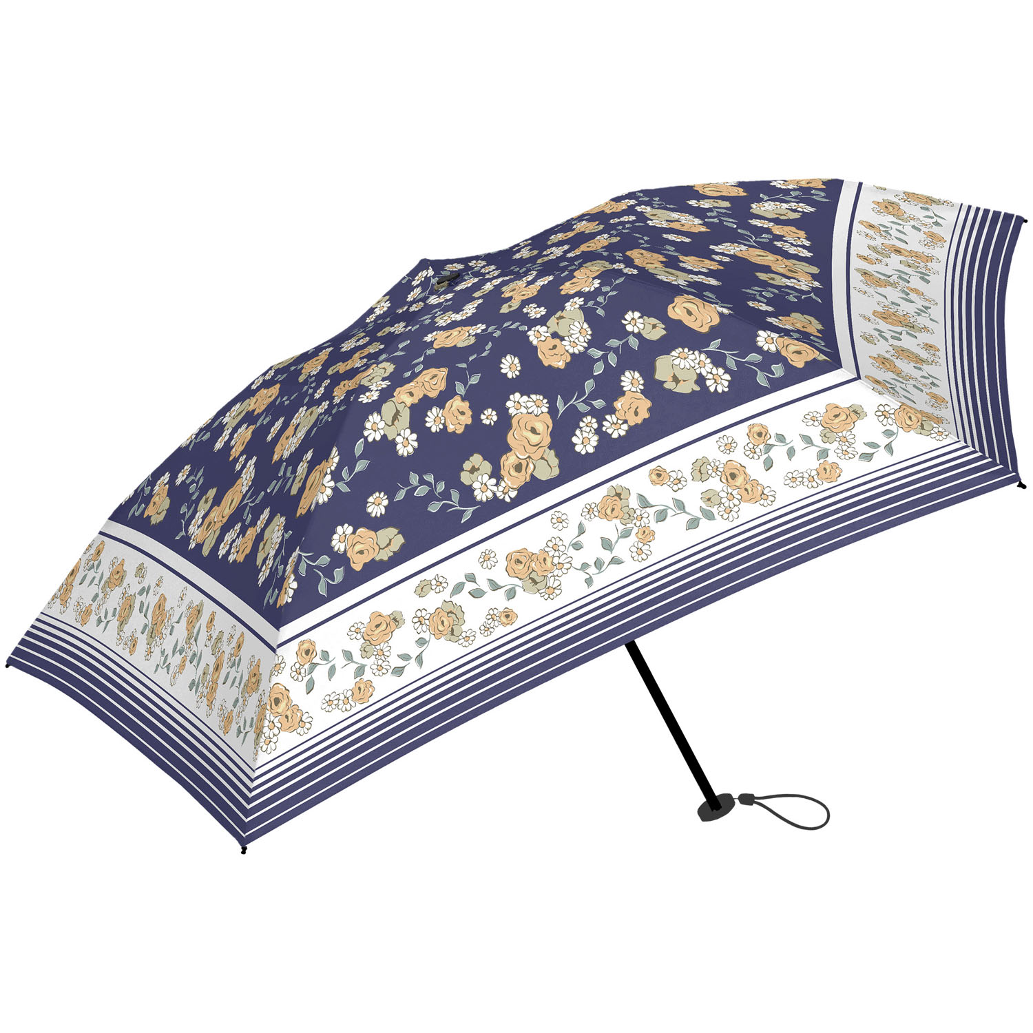 【assa】ローズ柄 ライトミニ折傘 - 画像3