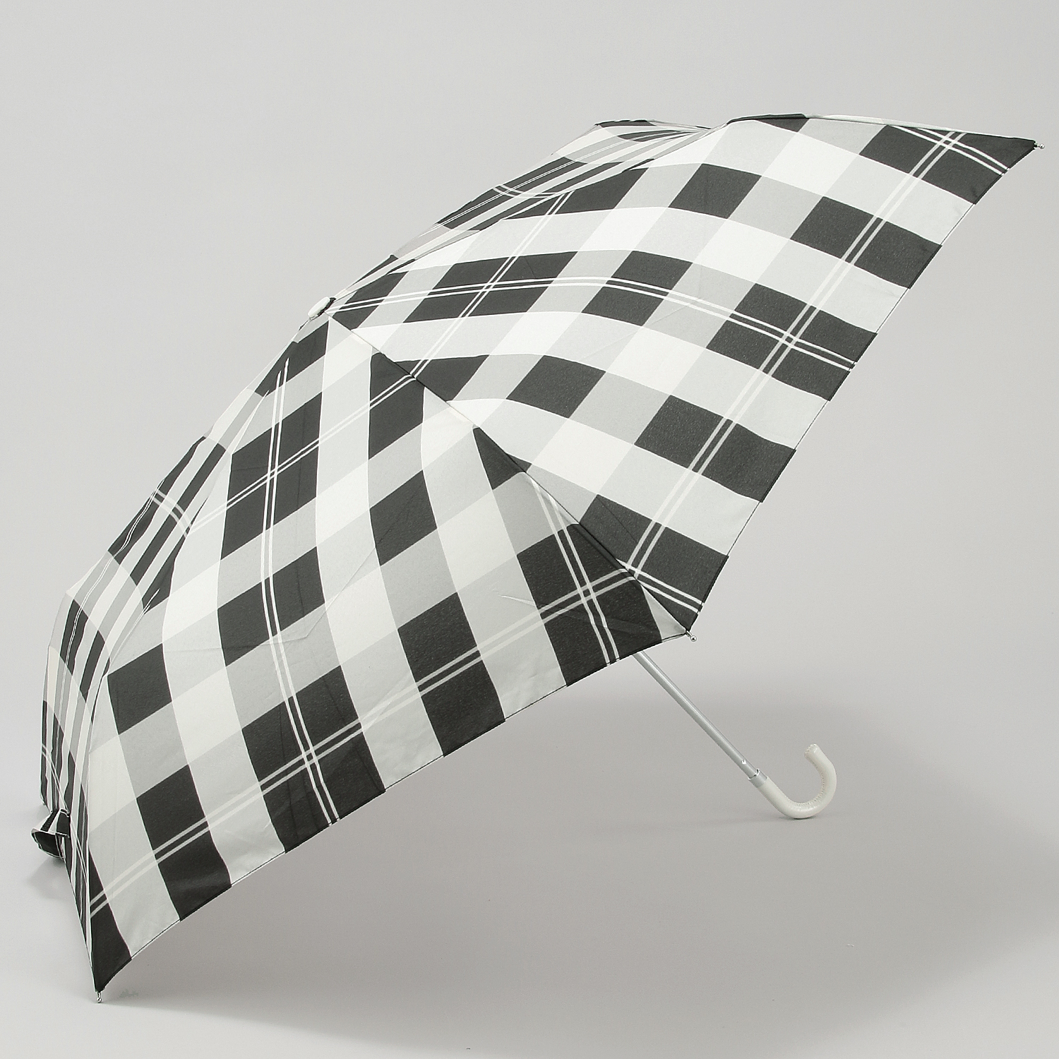 【耐風骨】 ビッグチェック柄折傘55cm