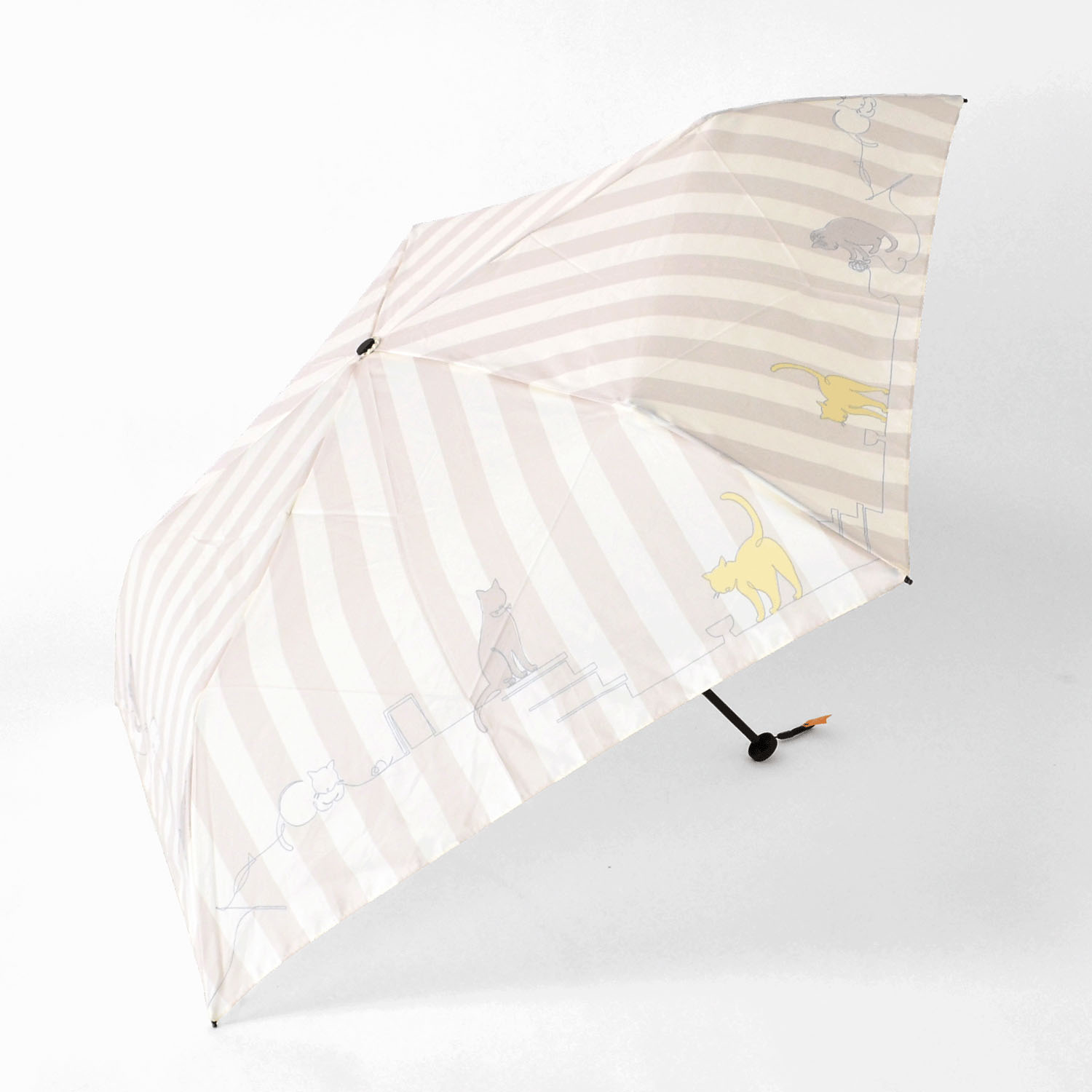 【耐風仕様】 ラインキャット＆ストライプミニ傘
