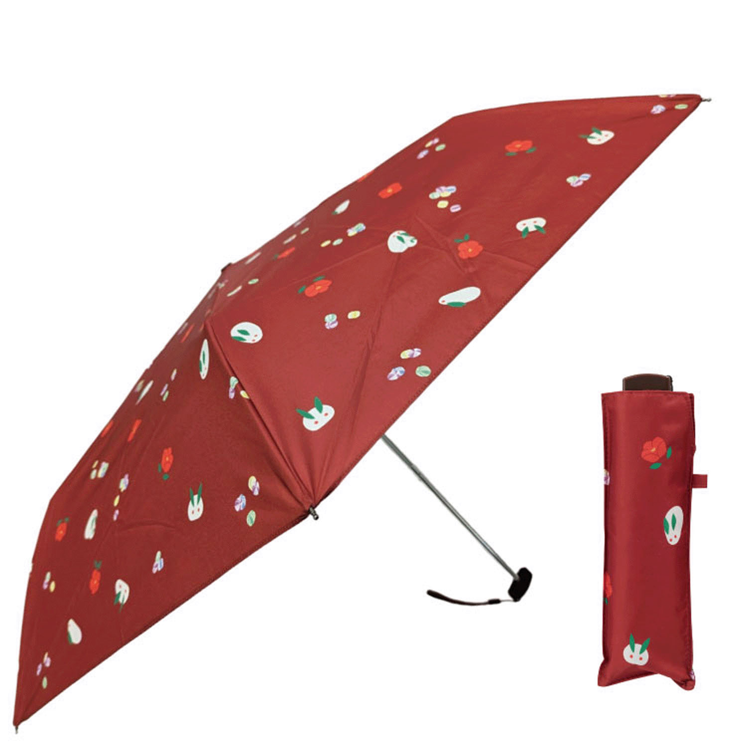 【和柄折傘】 雪うさぎ フラットミニ