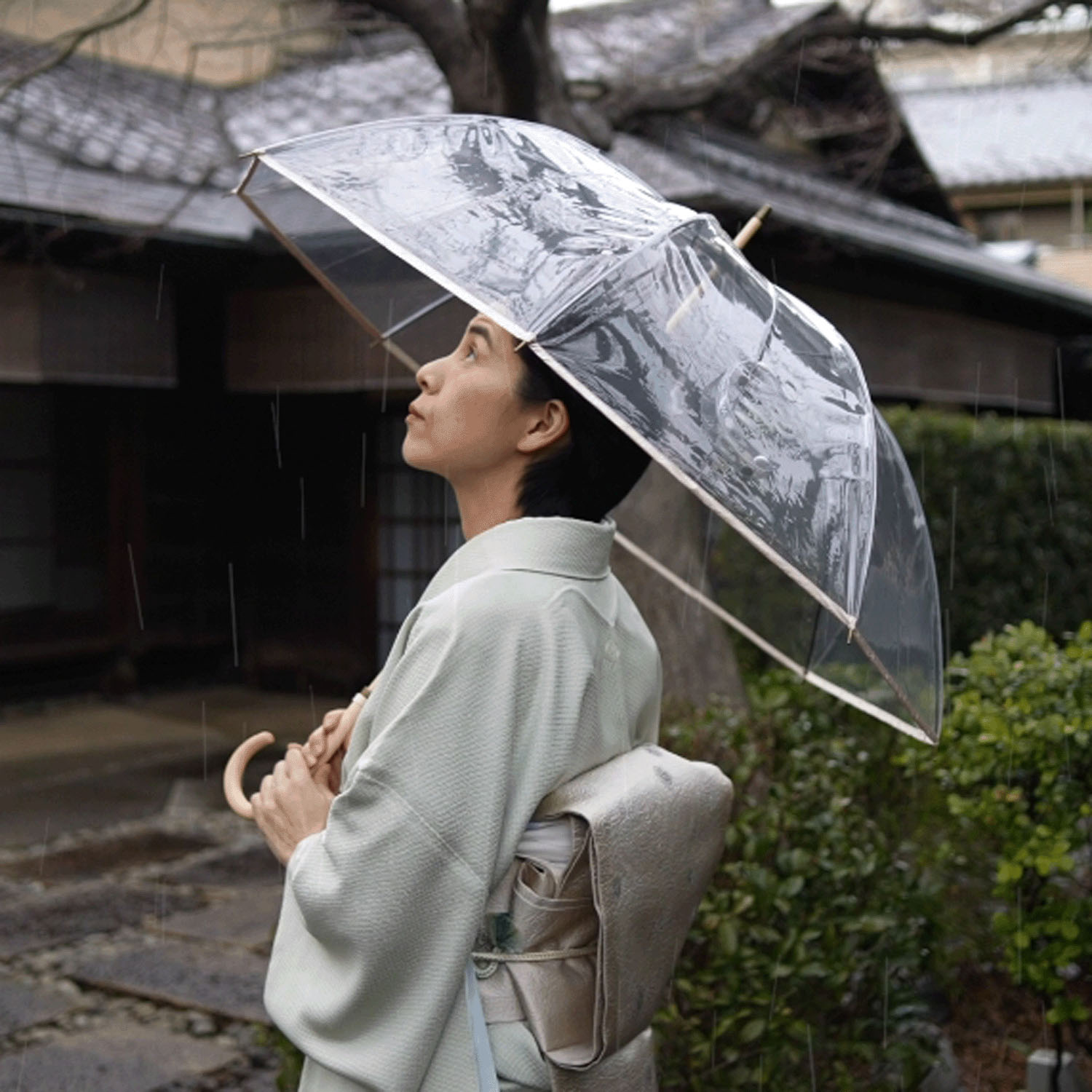 【日本製】 宮内庁御用ビニール傘 縁結 雅（みやび）8本骨ビニール傘