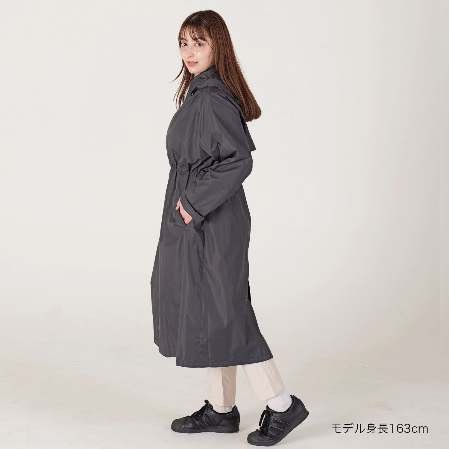 【ピーチドロップ】ギャザースレンカラーレインコート - 画像6