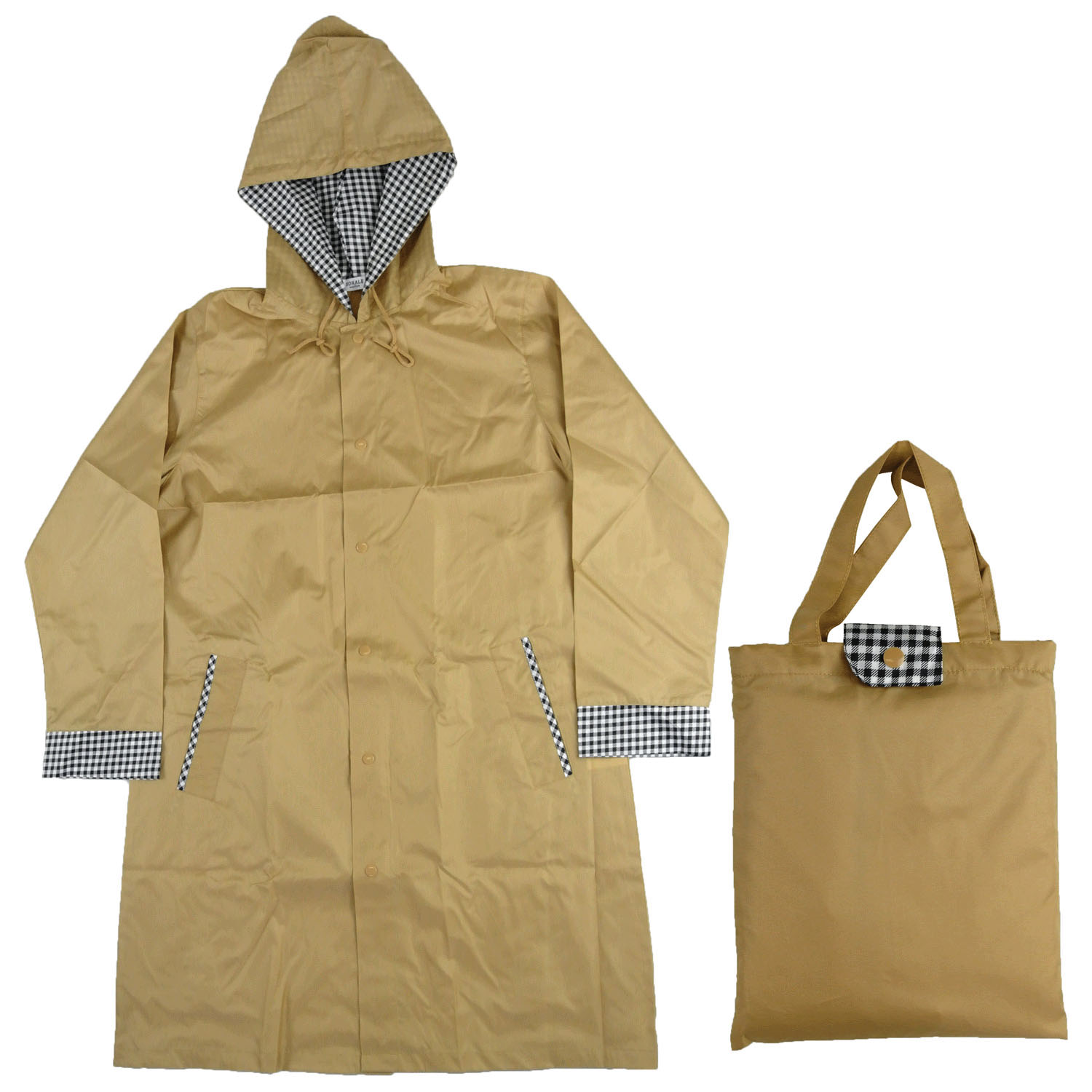 無地・ギンガム切り替えレインコート