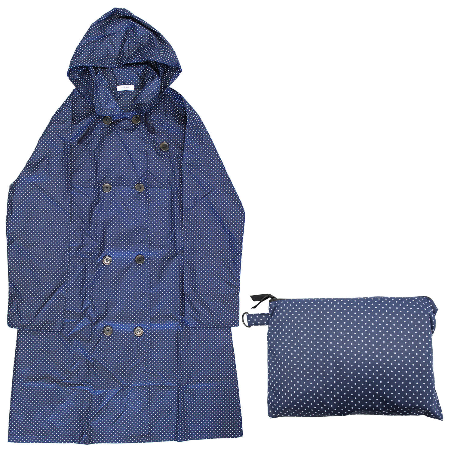 ピンドット ショールカラーレインコート - 画像1