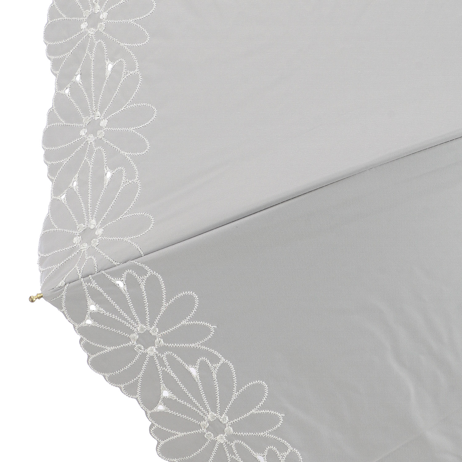 晴雨兼用 PU フラワーボーダー刺繍トップレス傘 - 画像3