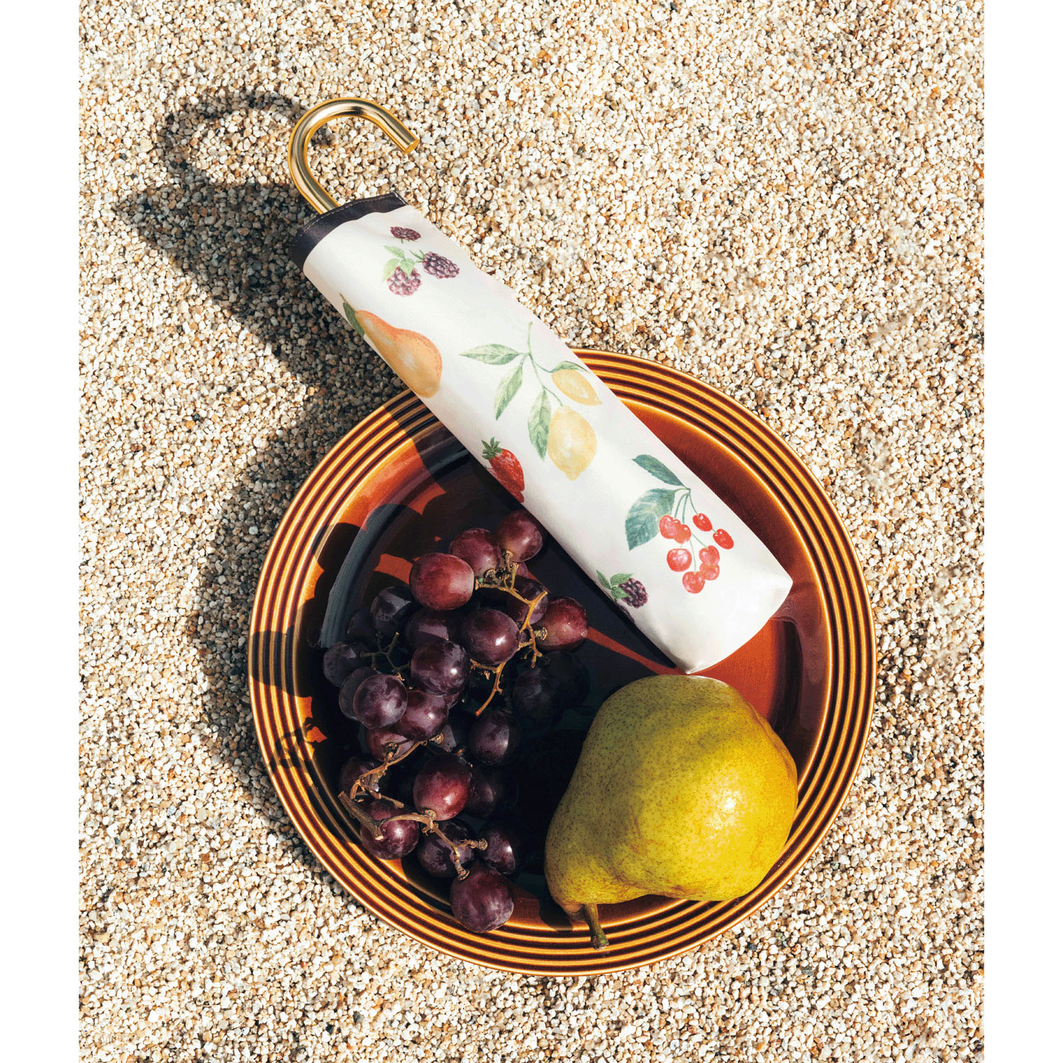 【because】 晴雨兼用 PUフルーツプリント折傘