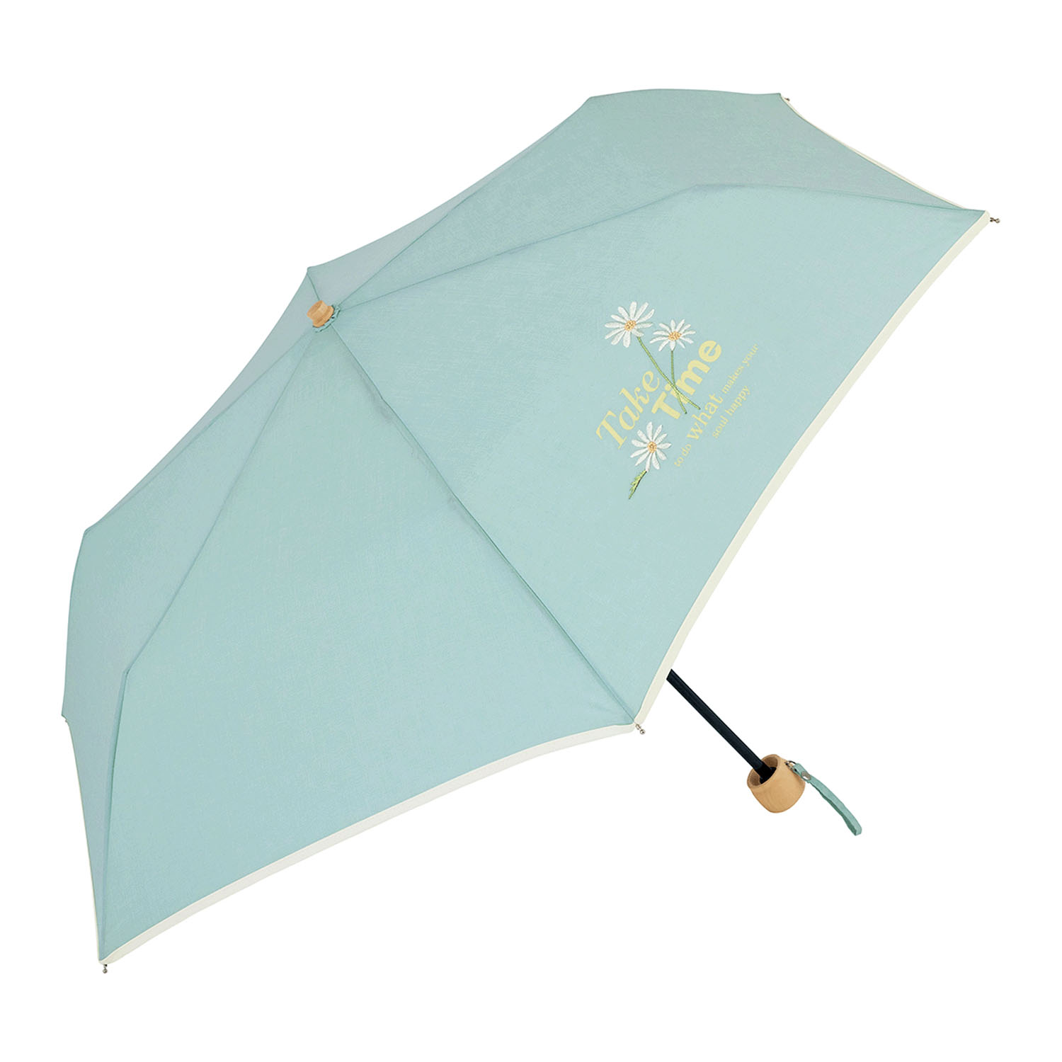 【because】 晴雨兼用 タイポフラワー刺繍折傘 - 画像4