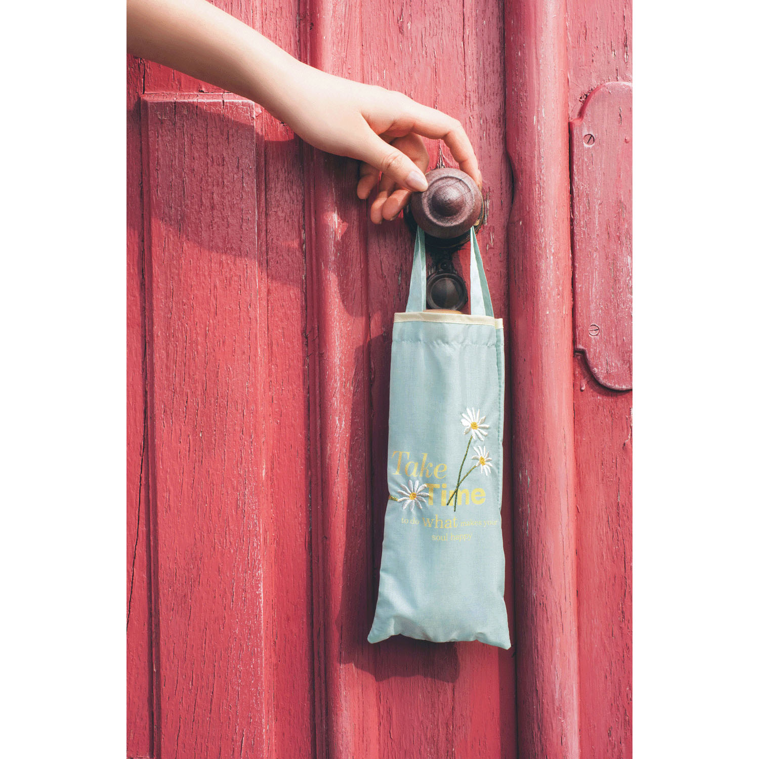 【because】 晴雨兼用 タイポフラワー刺繍折傘