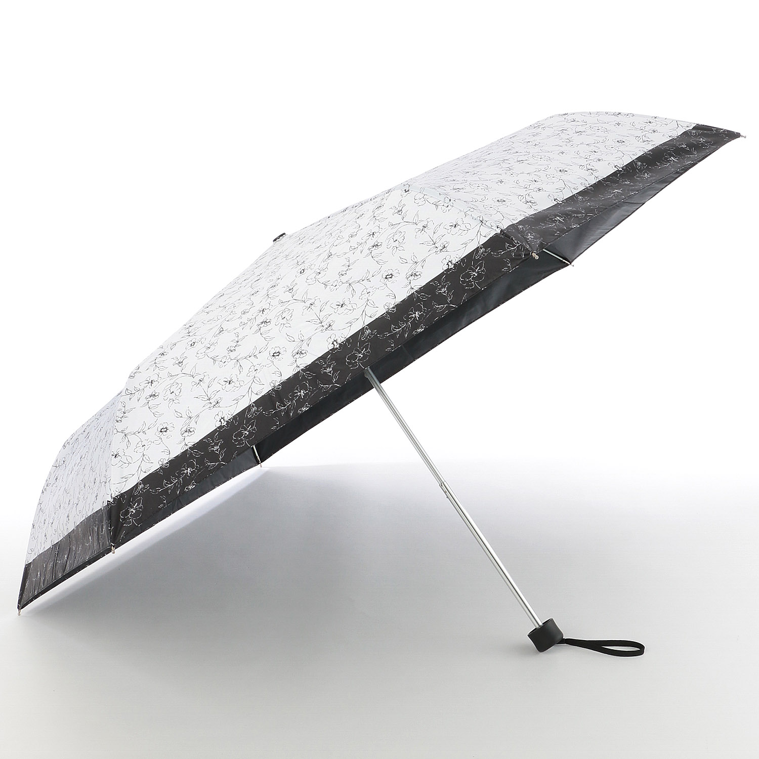 晴雨兼用傘 モノクロームボタニカル柄ミニ - 画像4
