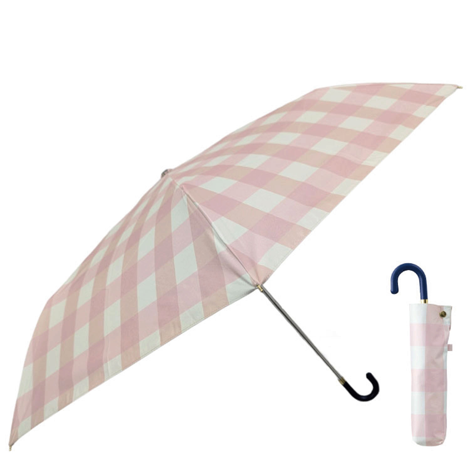 晴雨兼用 ギンガムチェック折傘 - 画像2