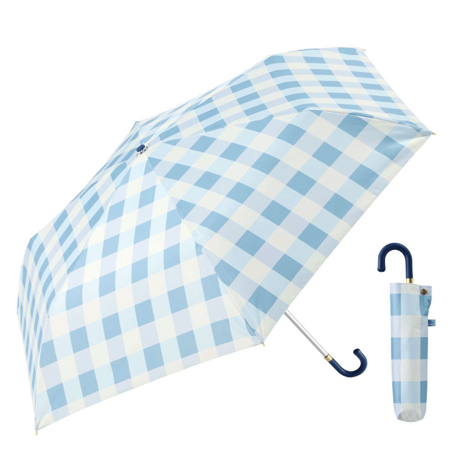 晴雨兼用 ギンガムチェック折傘 - 画像3
