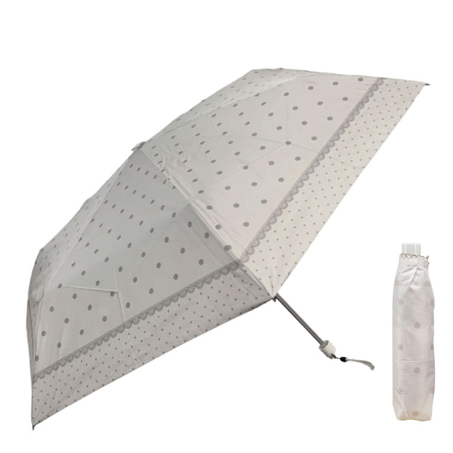 晴雨兼用 水玉レース折傘 - 画像2
