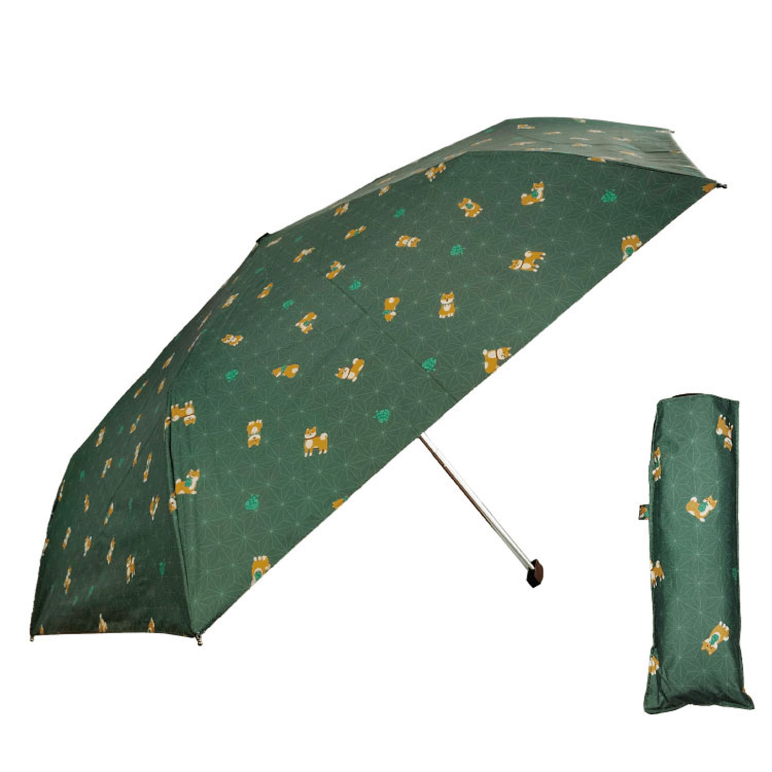 【和柄折傘】 晴雨兼用 柴犬フラットミニ - 画像1