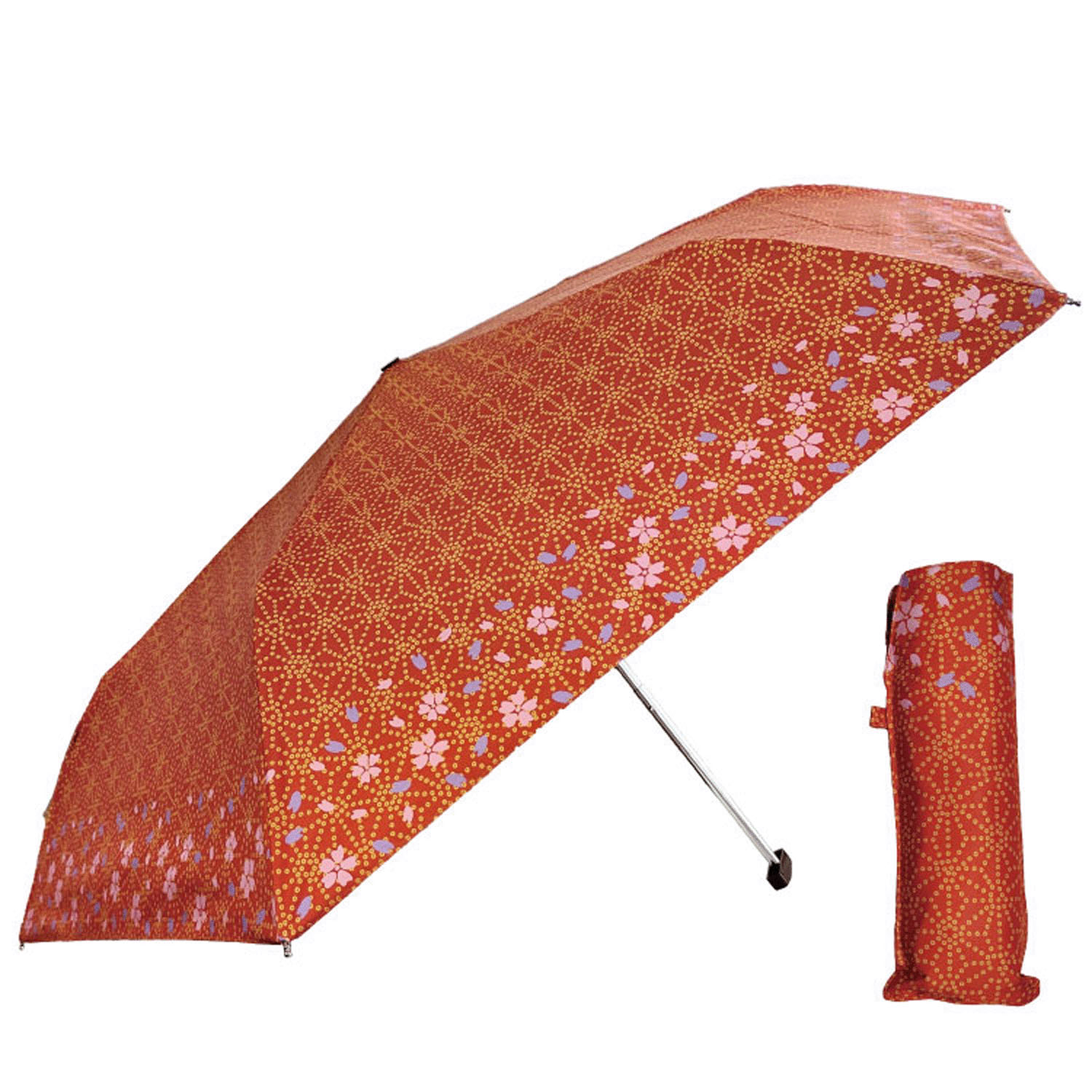 【和柄折傘】 晴雨兼用 淵桜フラットミニカサ