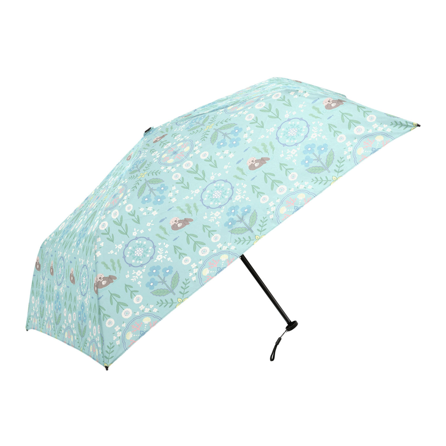 【便利なトートバッグ付き】 晴雨兼用 花文様・ラッコ折傘 - 画像1