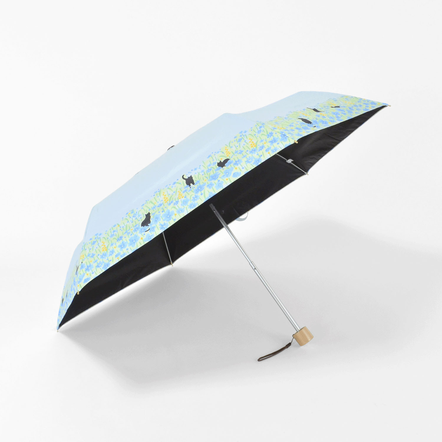 【耐風仕様】 晴雨兼用 お花畑と猫ミニ傘 - 画像4