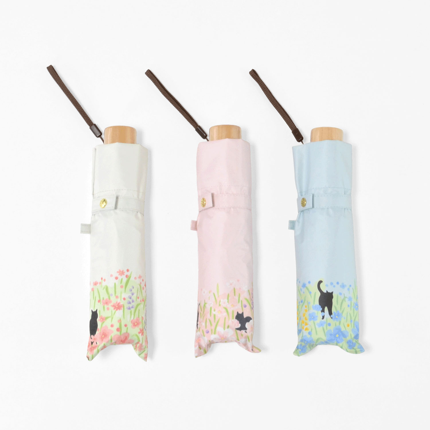 【耐風仕様】 晴雨兼用 お花畑と猫ミニ傘 - 画像5