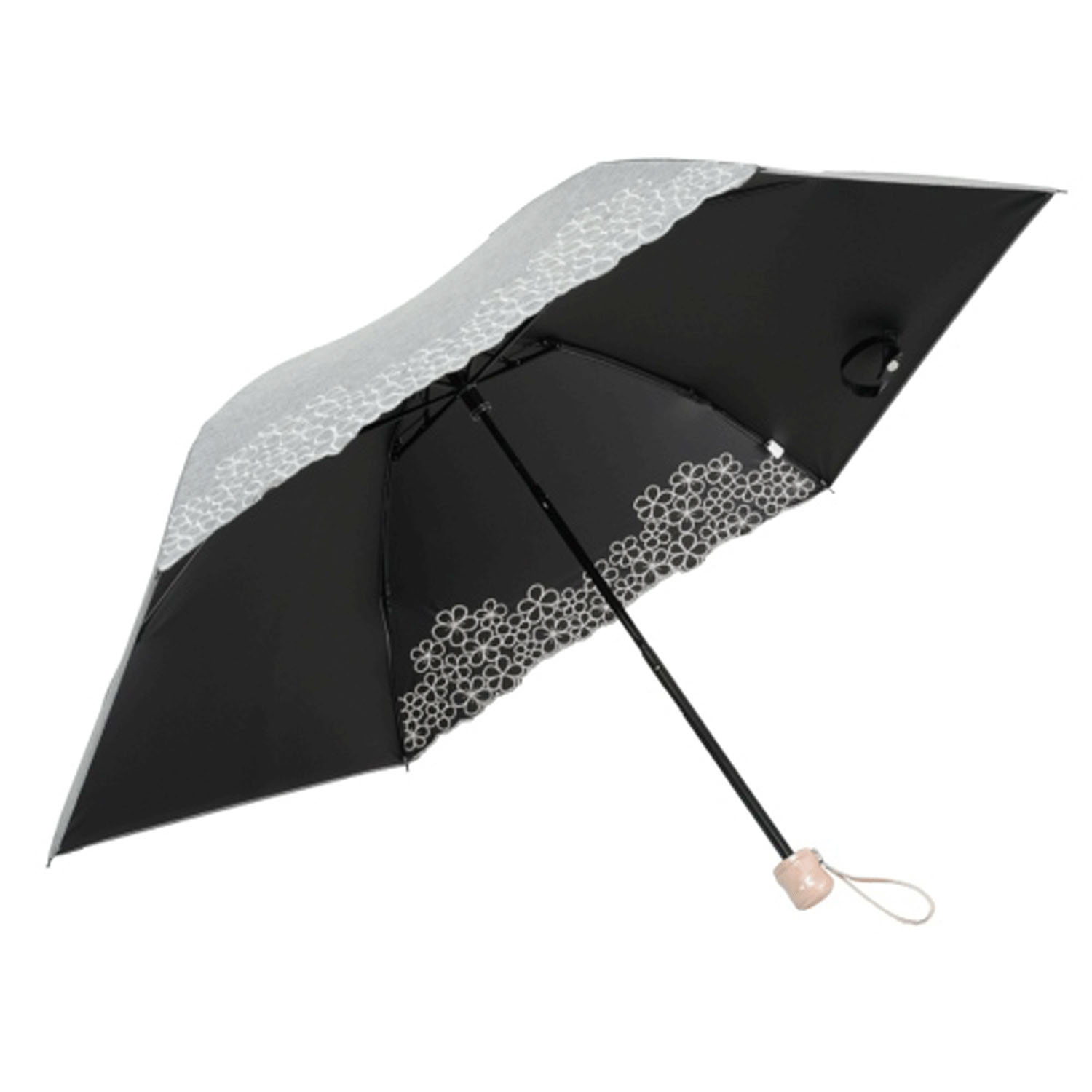 晴雨兼用 シャンブレー花畑刺繍折傘 - 画像4