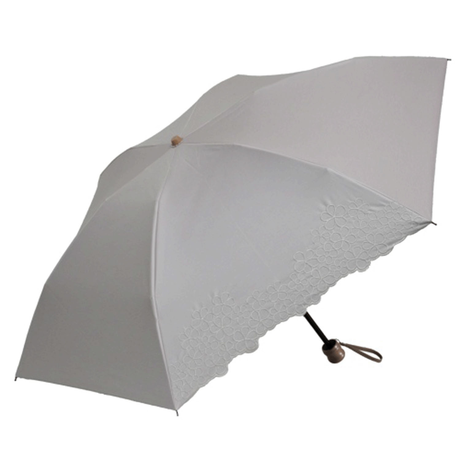 晴雨兼用 シャンブレー花畑刺繍折傘 - 画像5