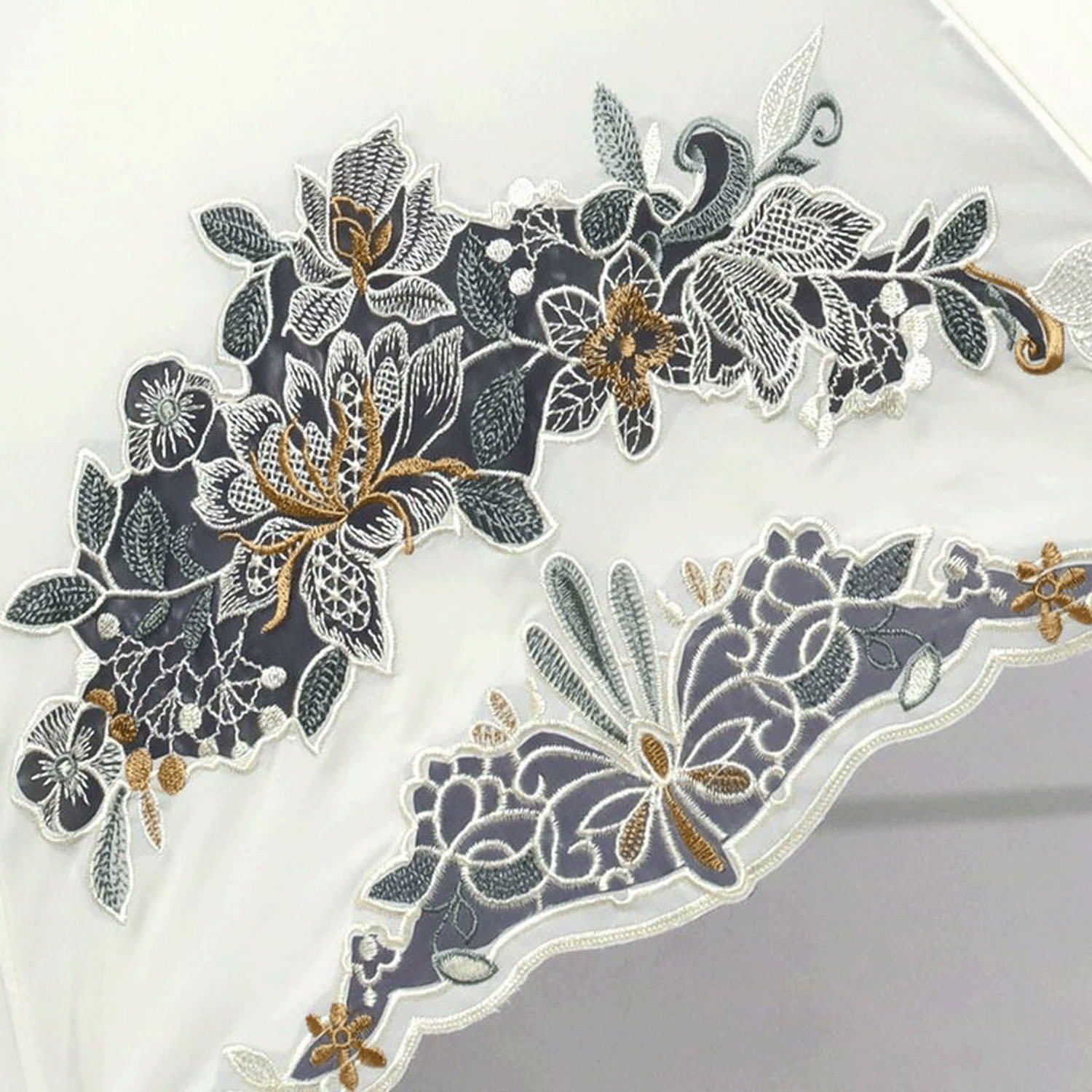 完全遮光 （晴雨兼用）女優日傘 「花鳥オーガンジー刺繍かわず張り」ショート折り畳み - 画像4