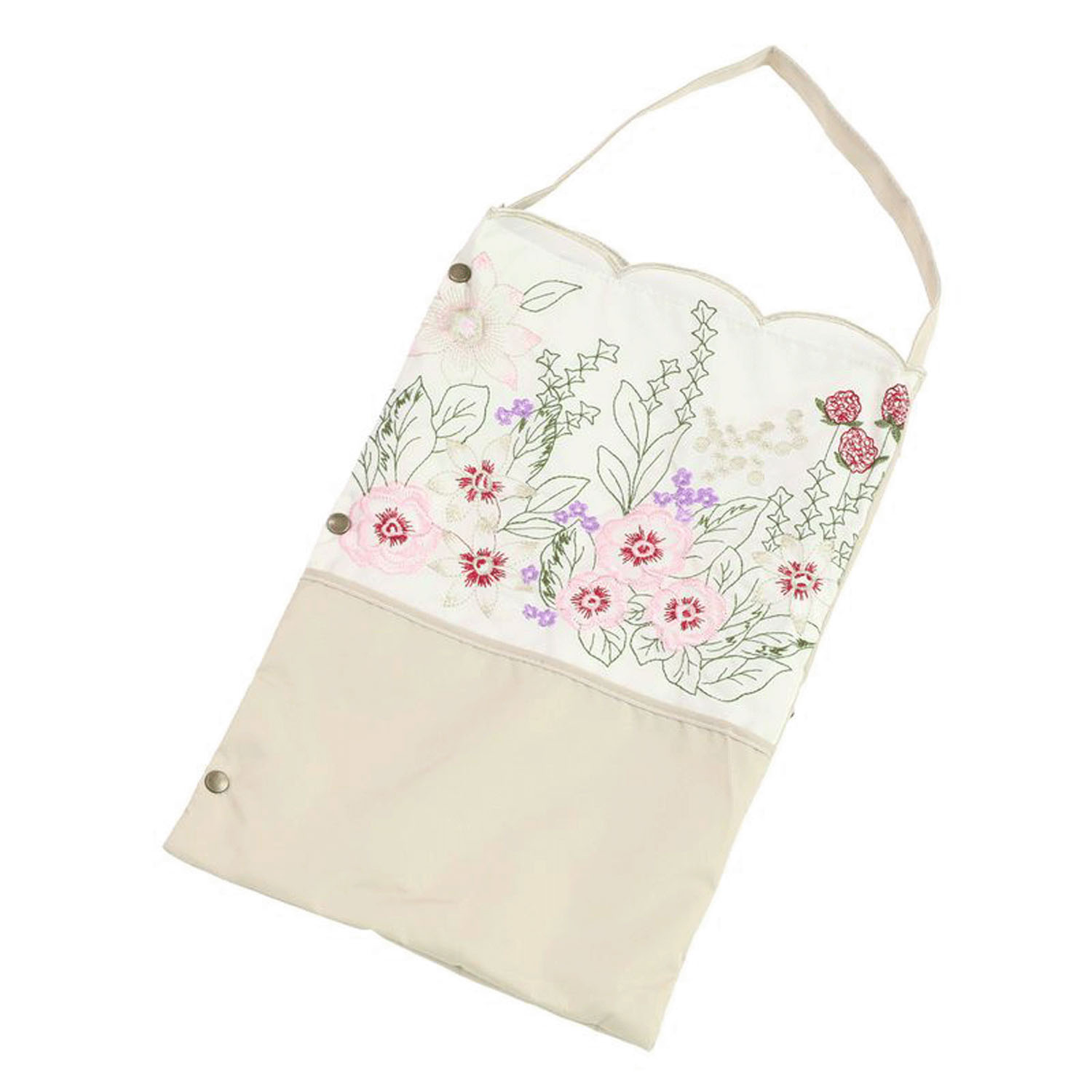 完全遮光 （晴雨兼用）女優日傘 「花束みたいな刺繍かわず張り」ショート折り畳み - 画像10