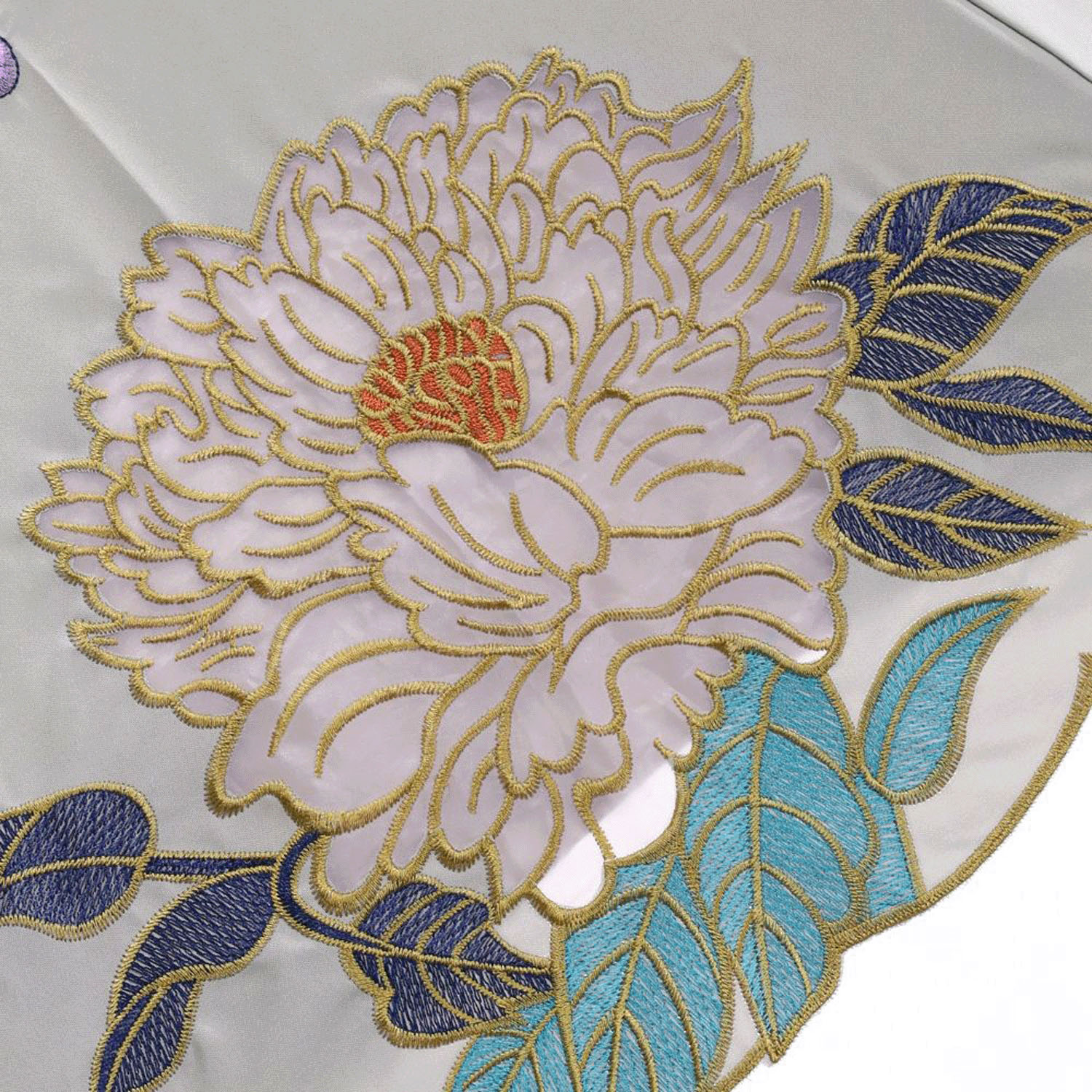 完全遮光 （晴雨兼用）女優日傘 「キーヤン牡丹オーガンジーかわず張り」ショート折り畳み傘 - 画像3