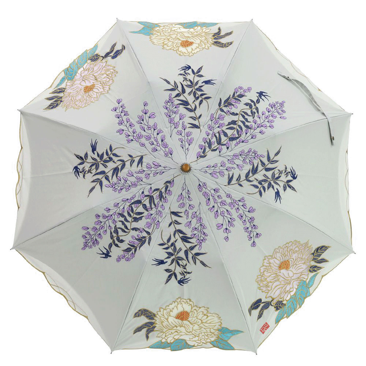 完全遮光 （晴雨兼用）女優日傘 「キーヤン牡丹オーガンジーかわず張り」ショート折り畳み傘 - 画像7