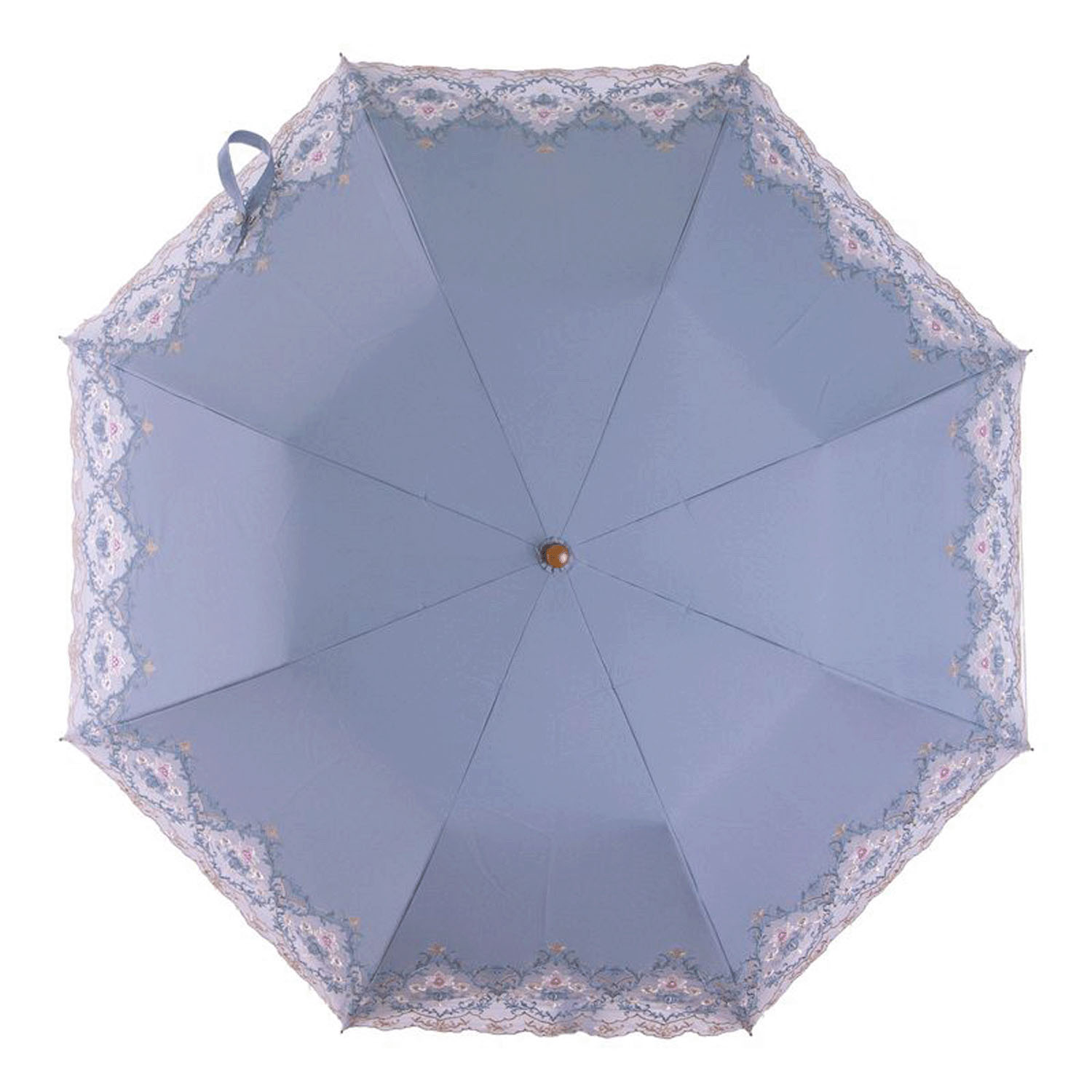 完全遮光 （晴雨兼用）女優日傘 「ダマスクオーガンジー刺繍かわず張り」ショート折り畳み - 画像13
