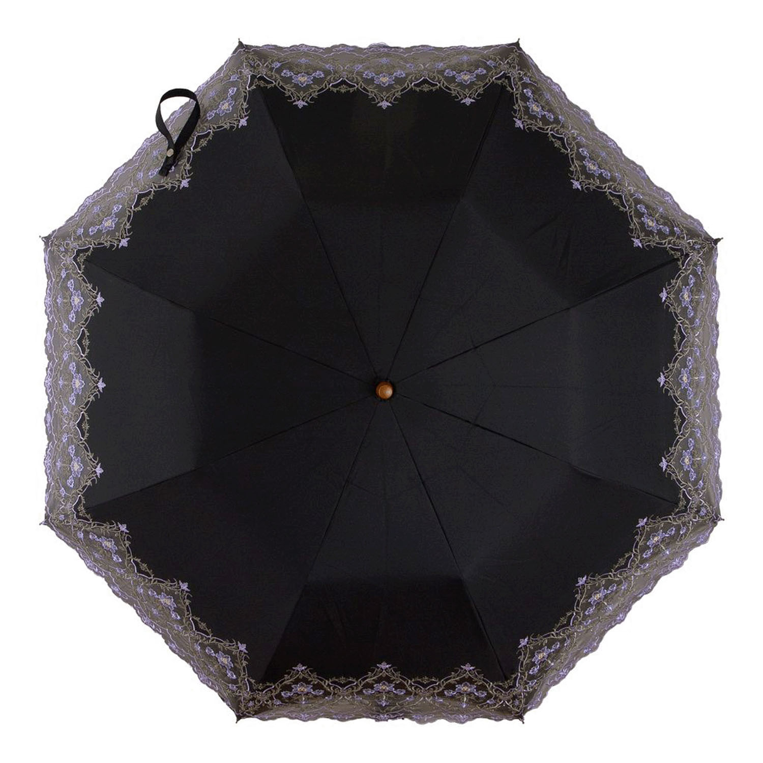 完全遮光 （晴雨兼用）女優日傘 「ダマスクオーガンジー刺繍かわず張り」ショート折り畳み - 画像8