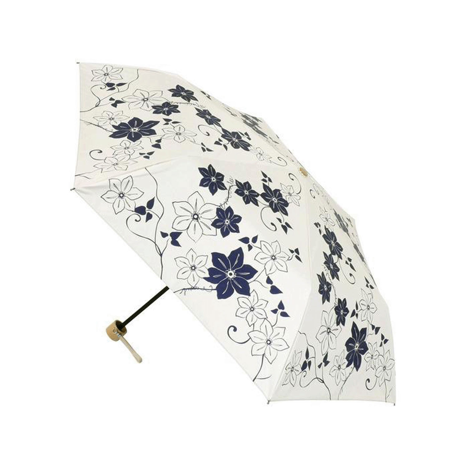 百花涼藍晴雨兼用折傘 - 画像1