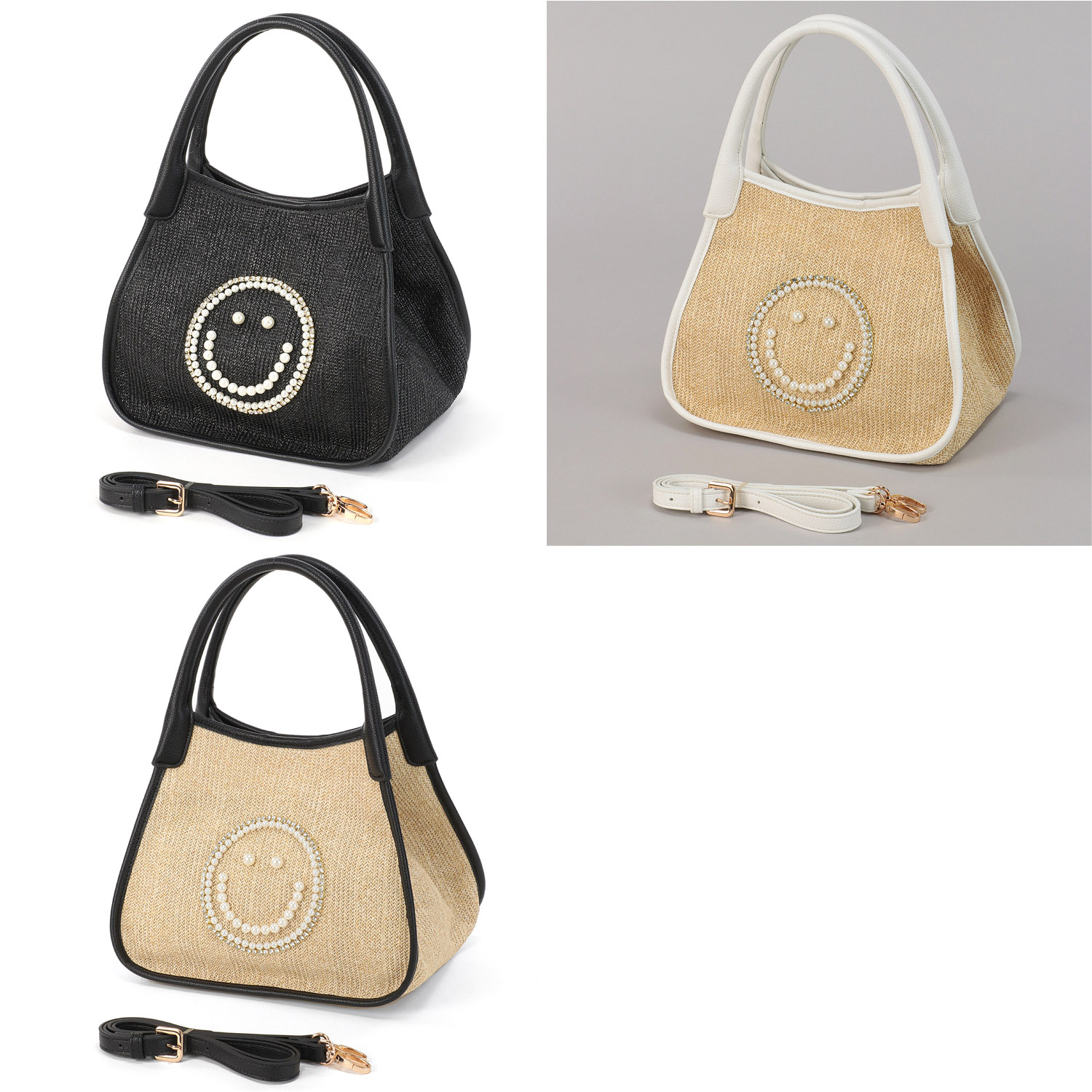 COOCO SMILEY パール刺繍シート2WAYトートバッグ